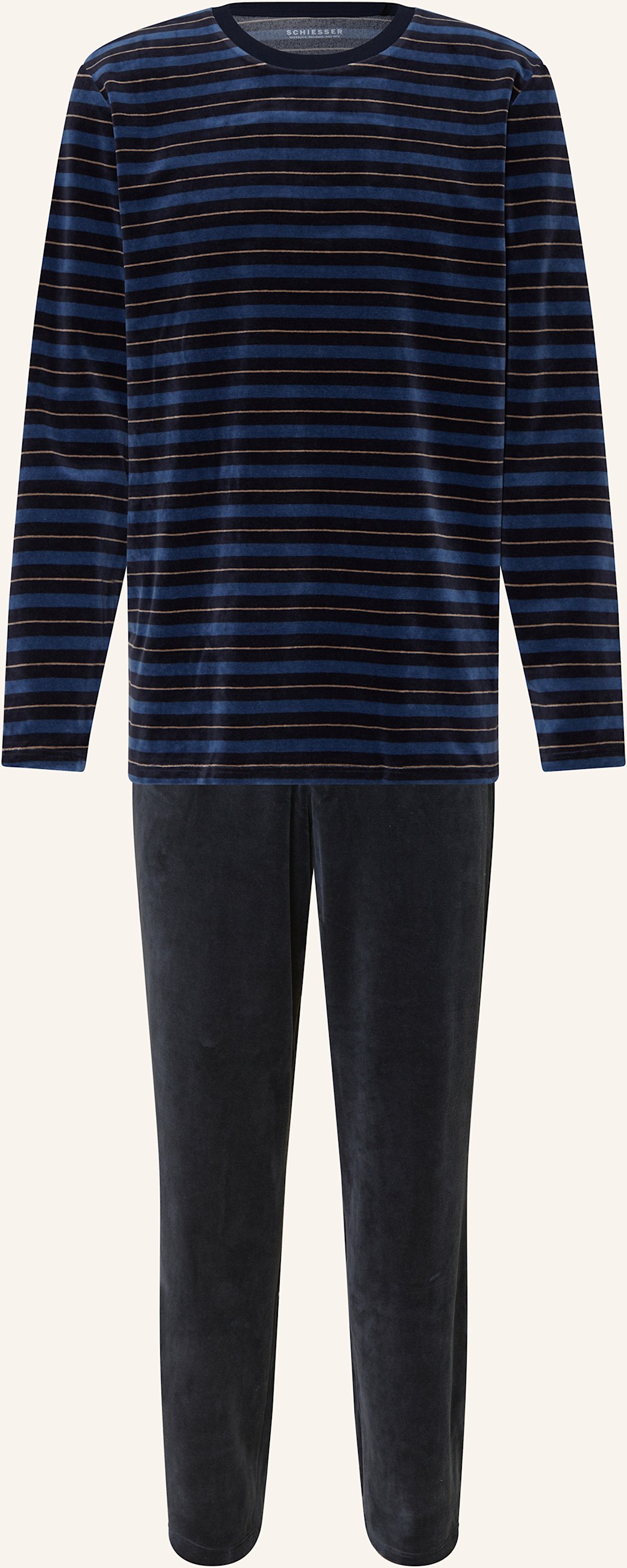 Thumbnail - Schiesser Schlafanzug Casual Nightwear Aus Nicki blau