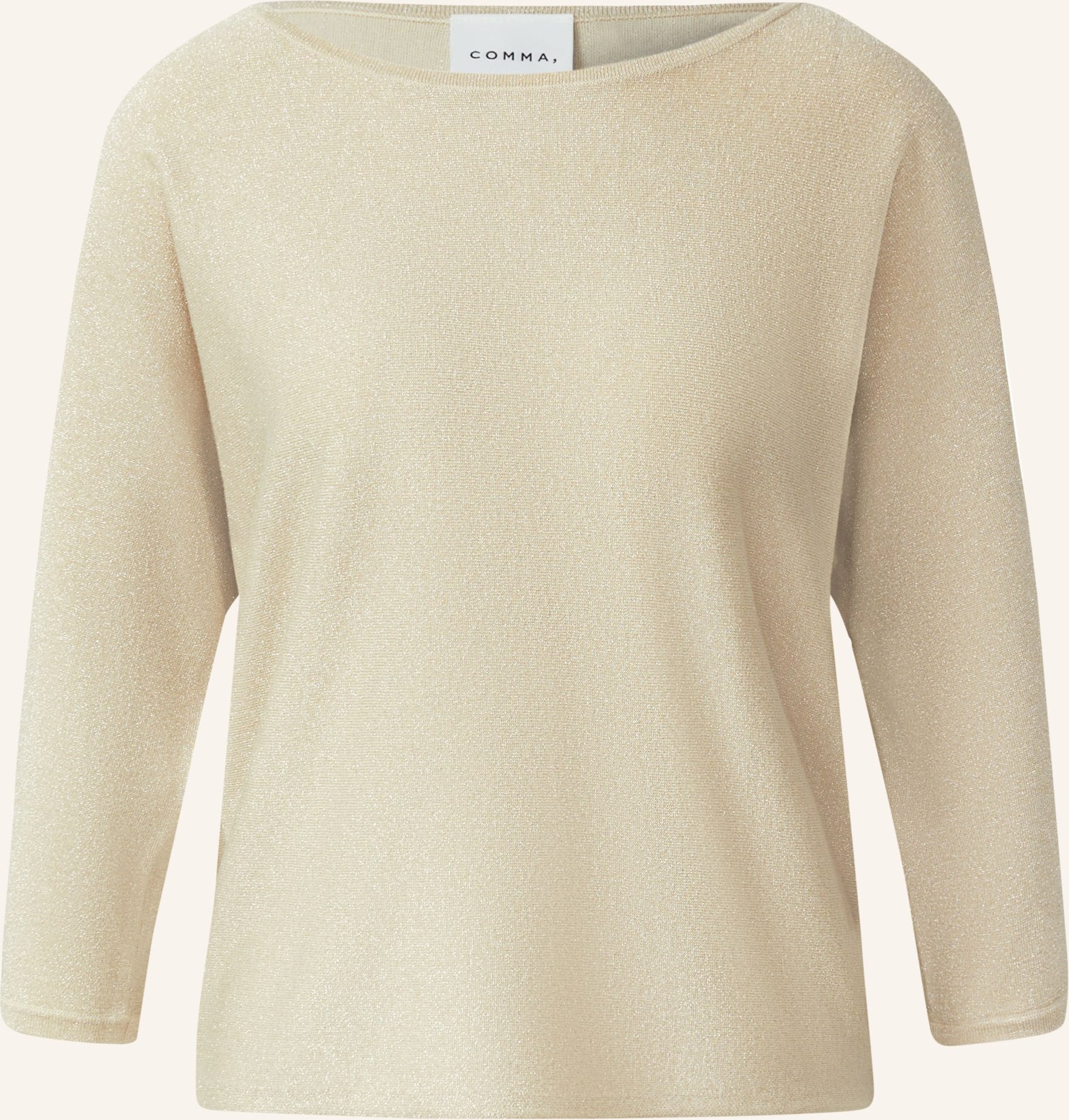 Comma Pullover Mit 3/4-Arm Und Glitzergarn beige
