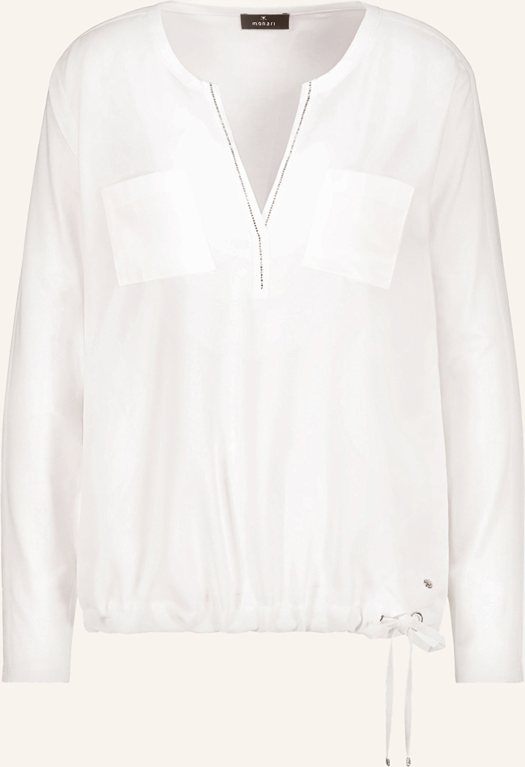 Monari Blusenshirt Im Materialmix Mit Schmucksteinen weiss