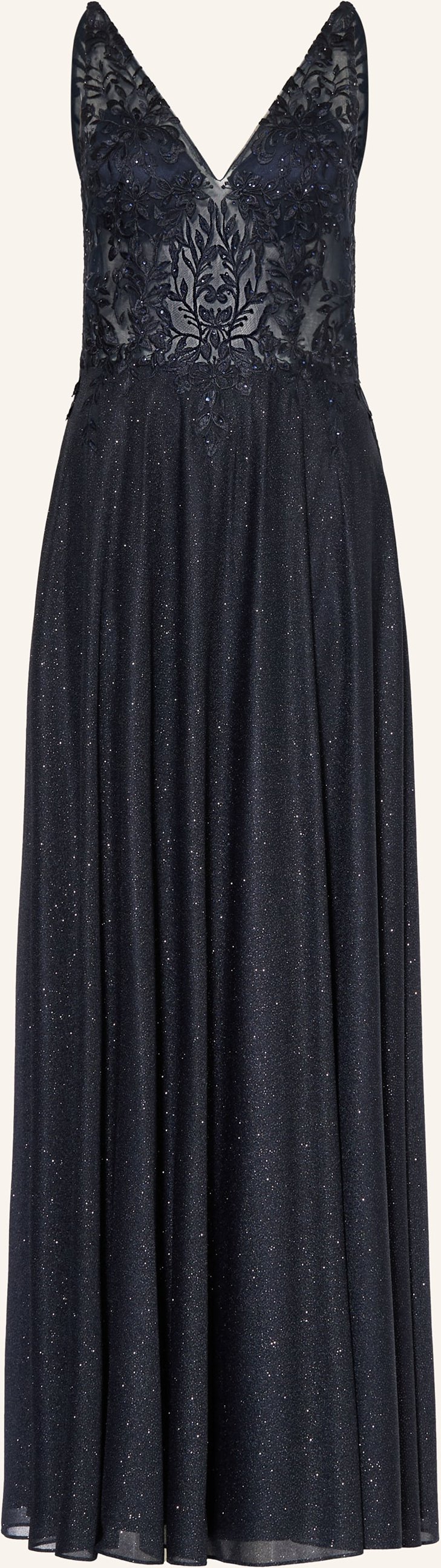 Vm Vera Mont Abendkleid Mit Glitzergarn Und Spitze blau