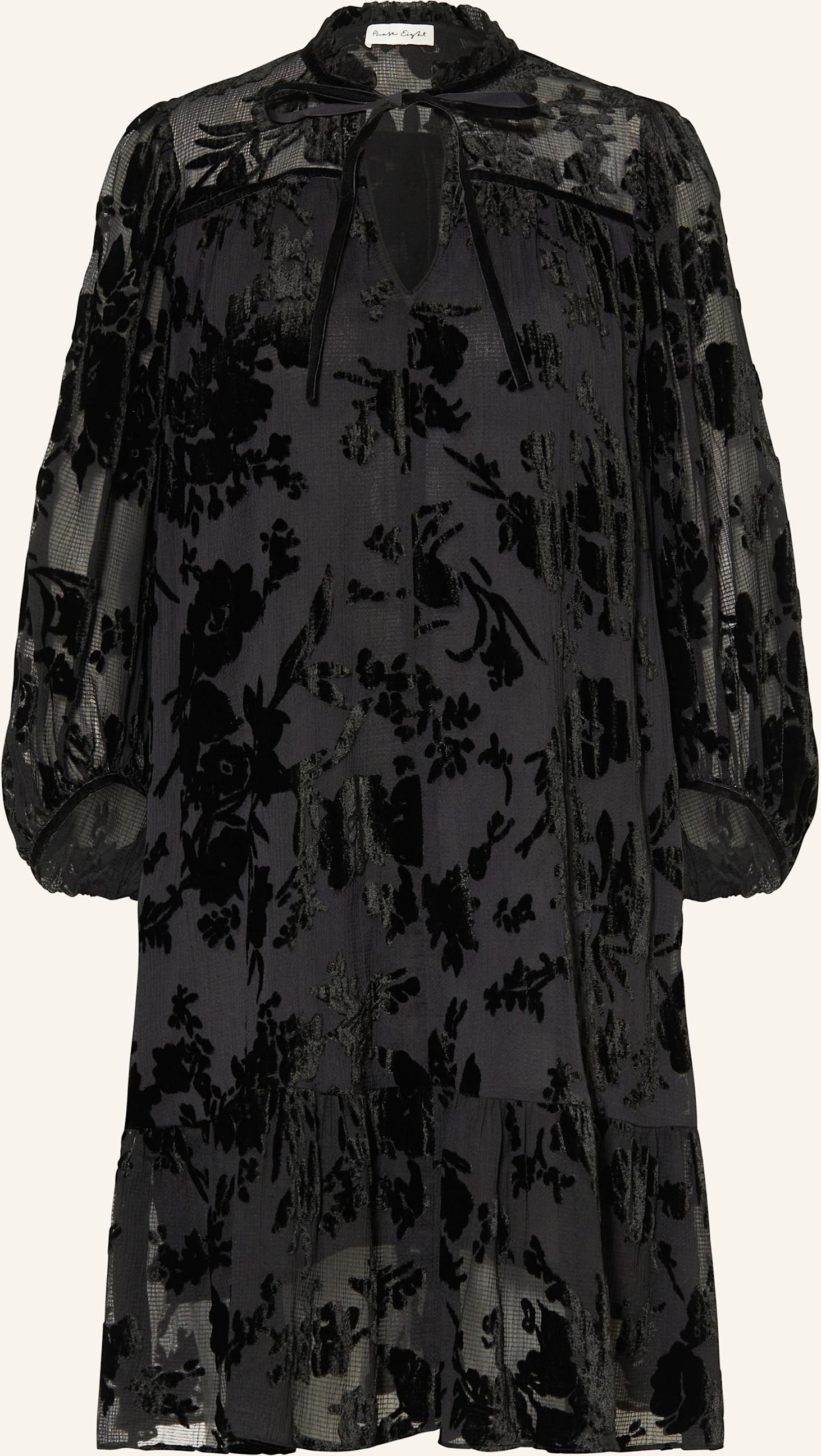 Phase Eight Samtkleid Mila Mit Volants schwarz