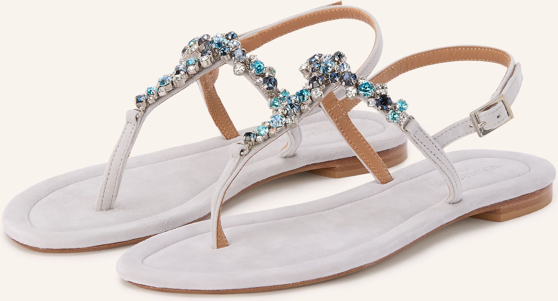 Viamercanti Zehentrenner Mit Schmucksteinen grau