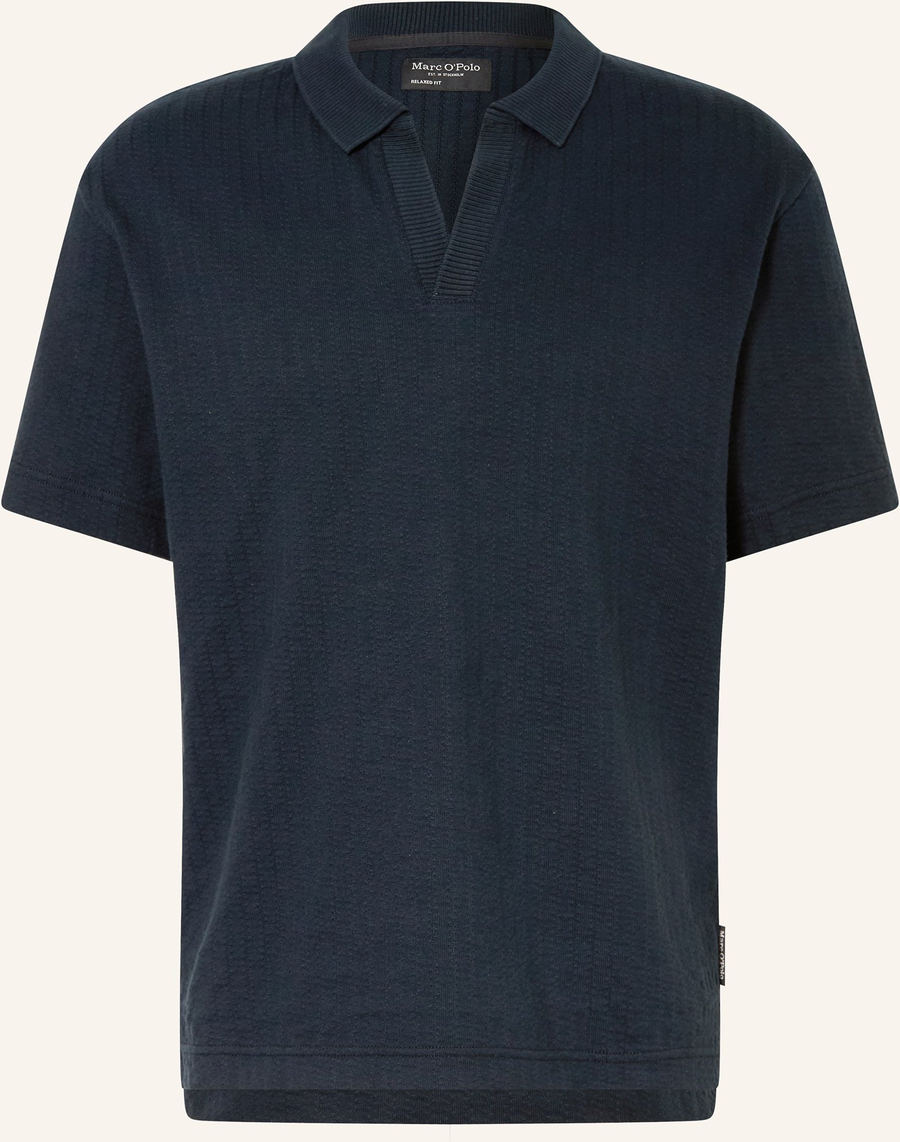 Marc O'polo Strick-Poloshirt Relaxed Fit blau