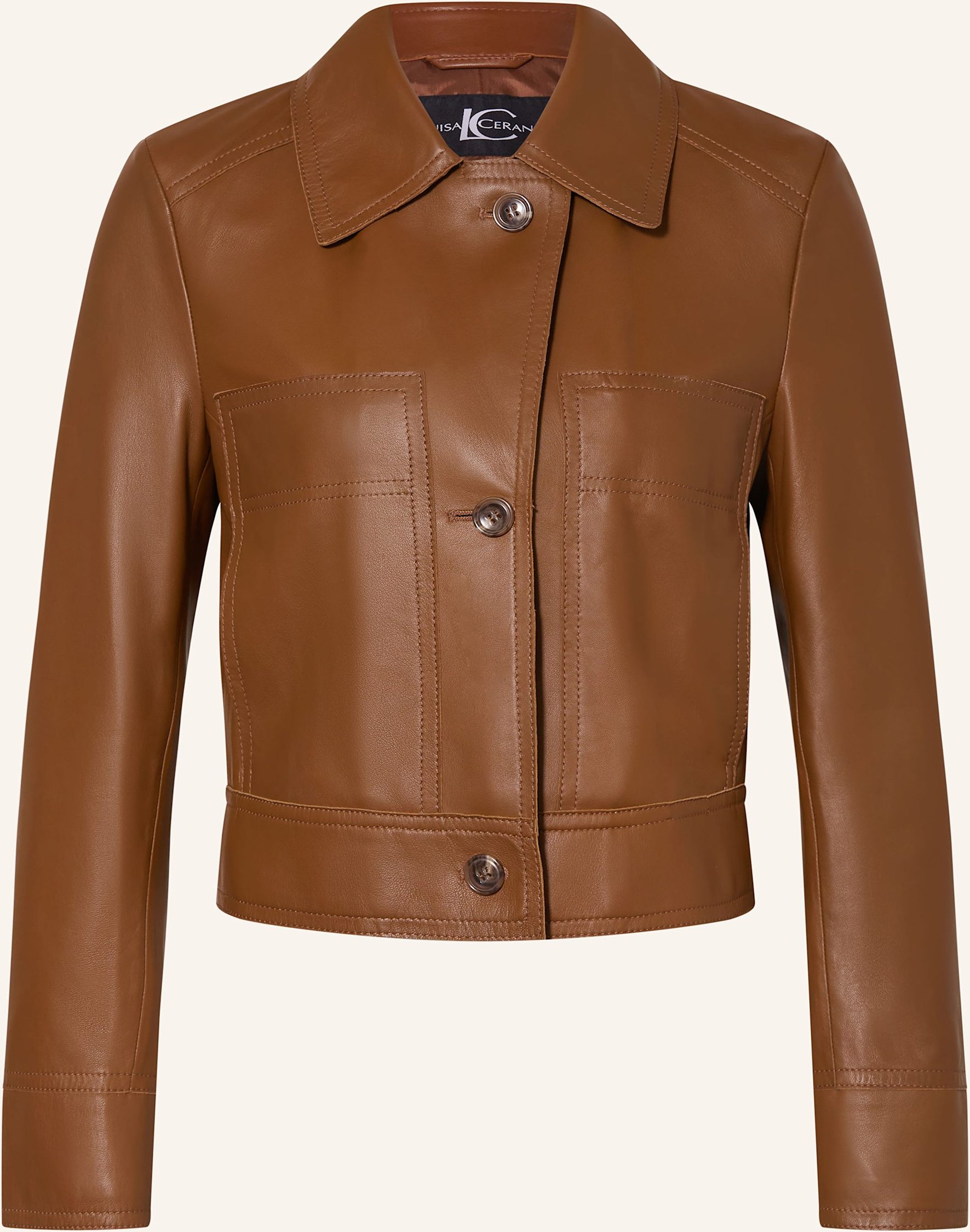 Luisa Cerano Lederjacke Mit Blende braun