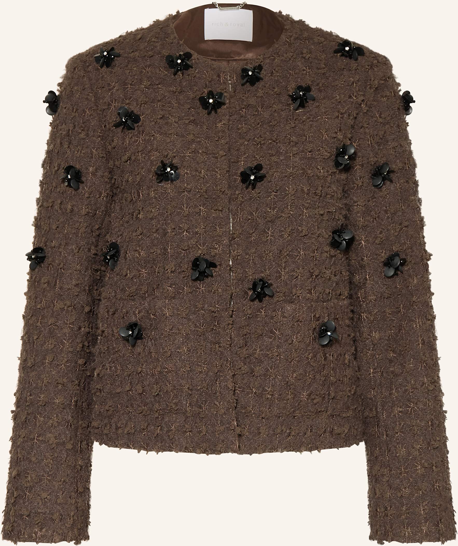 Rich & Royal Kastenjacke Mit Schmucksteinen braun
