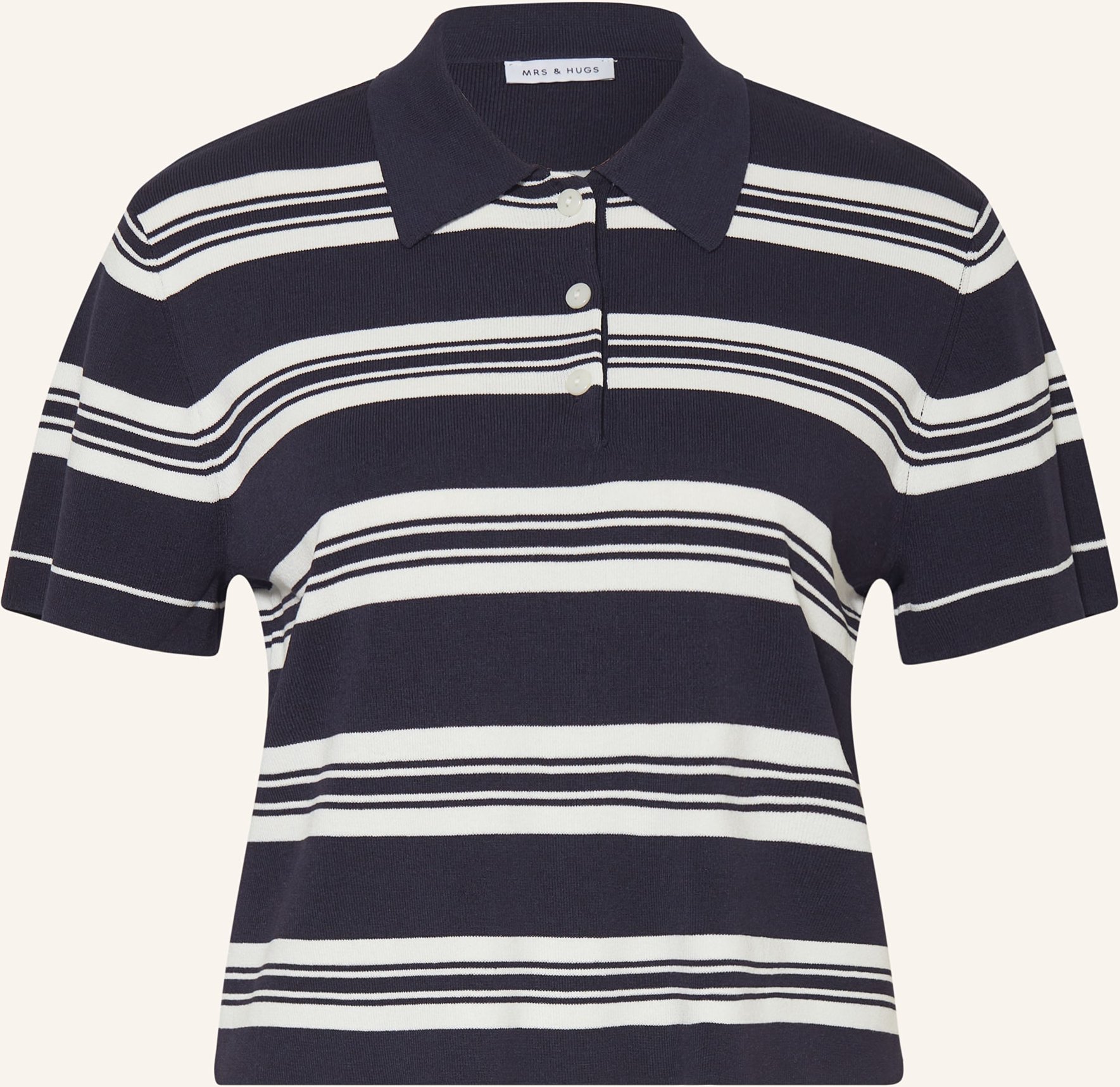 Mrs & Hugs Strick-Poloshirt blau