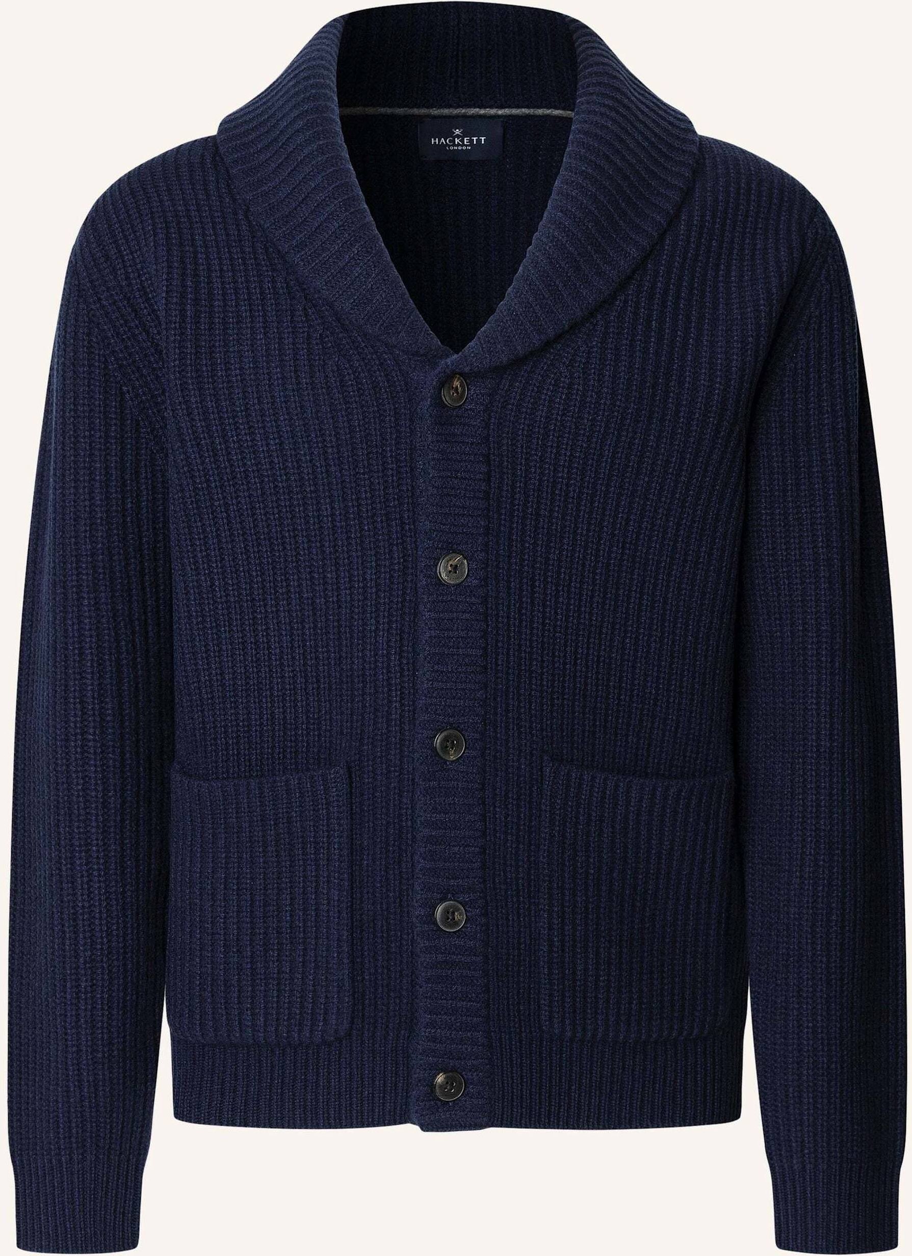Hackett London Strickjacken Cardigan Rib Shawl Cardi blau