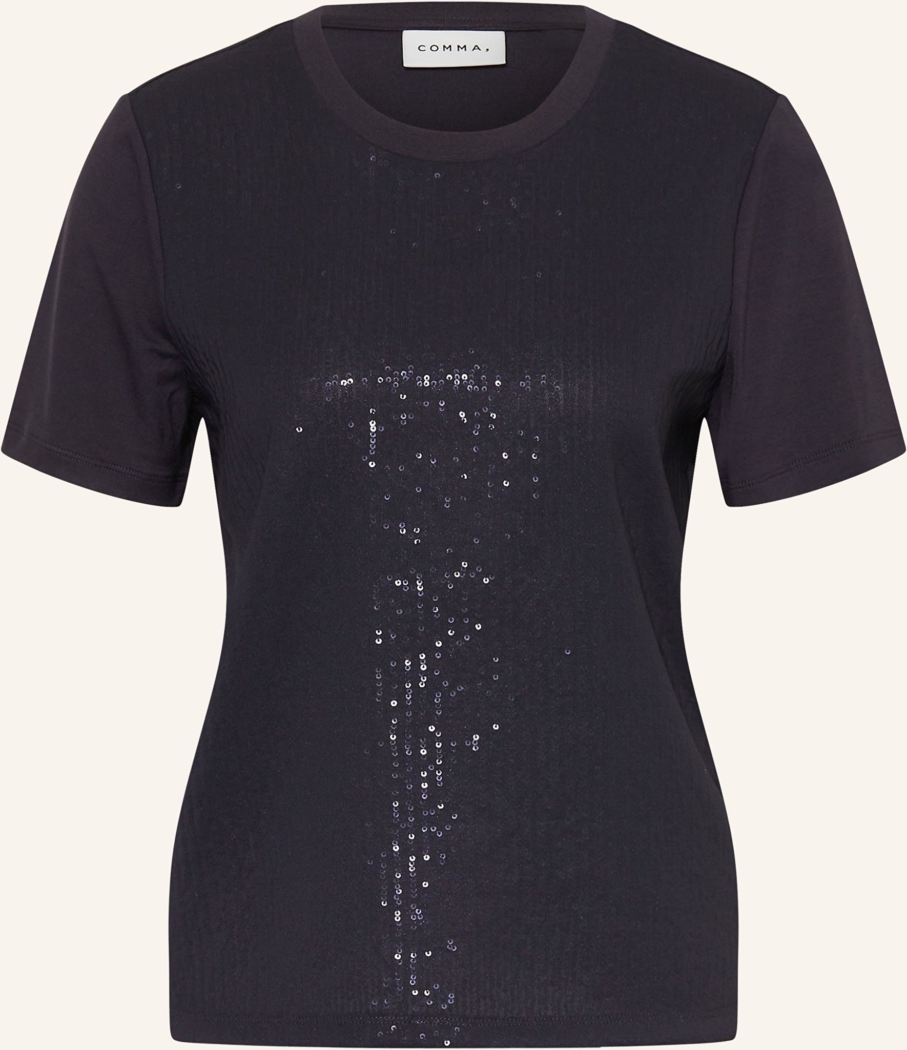 Comma T-Shirt Mit Pailletten blau