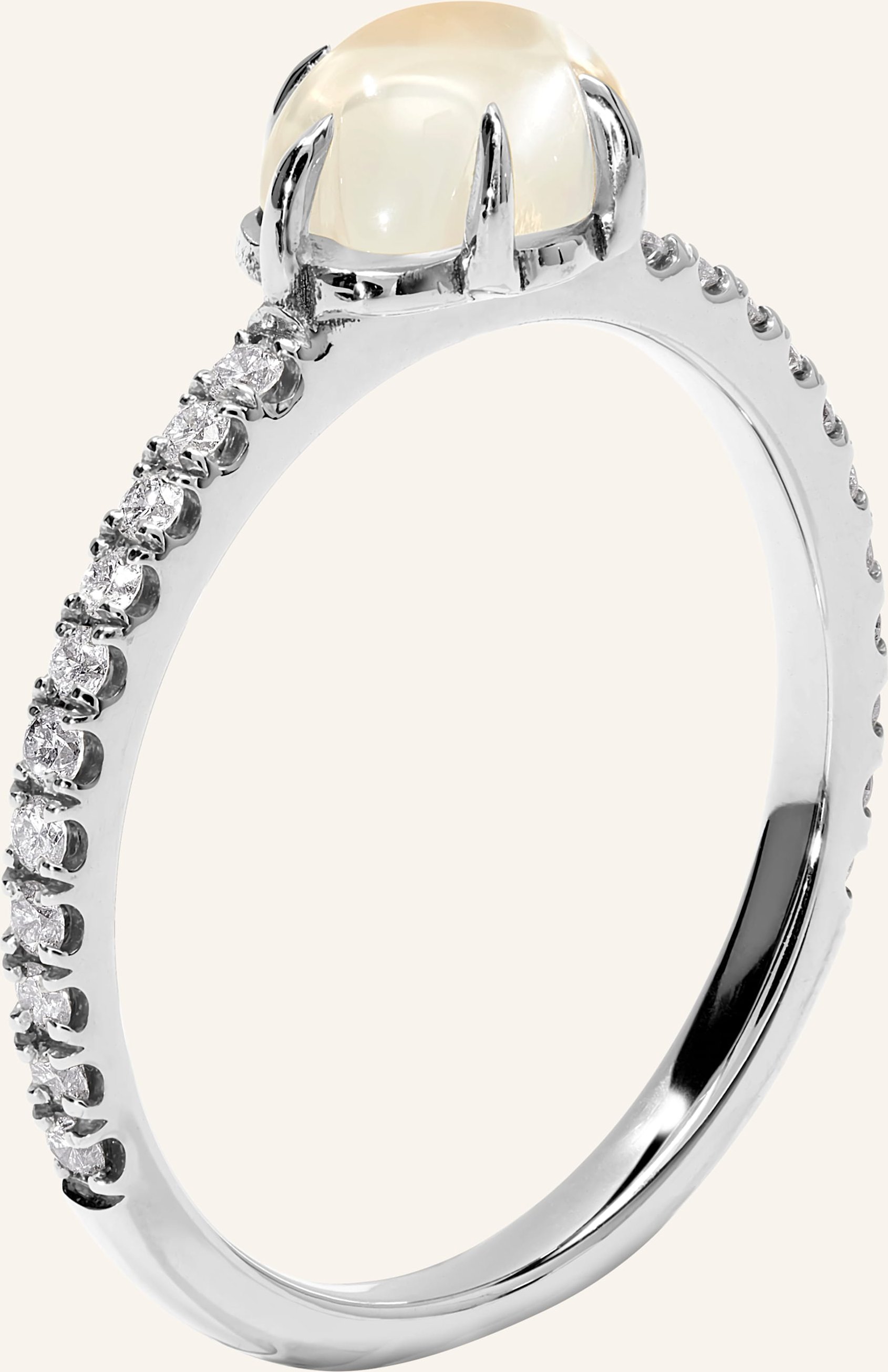 Vieri Ring Wolke Milchquarz Brillant Pavé Mittelgroß silber