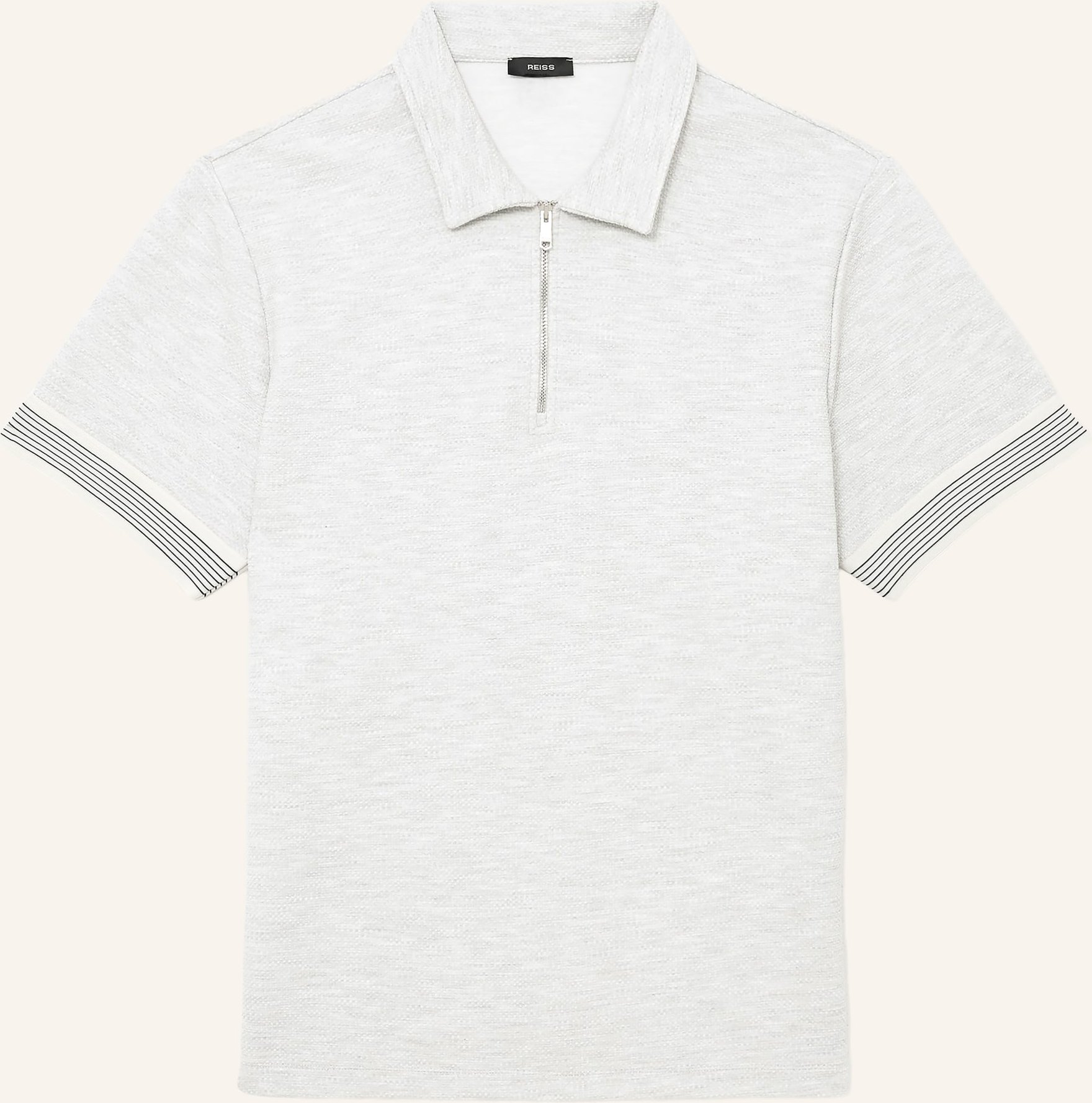 Reiss Strick-Poloshirt Bruno grau