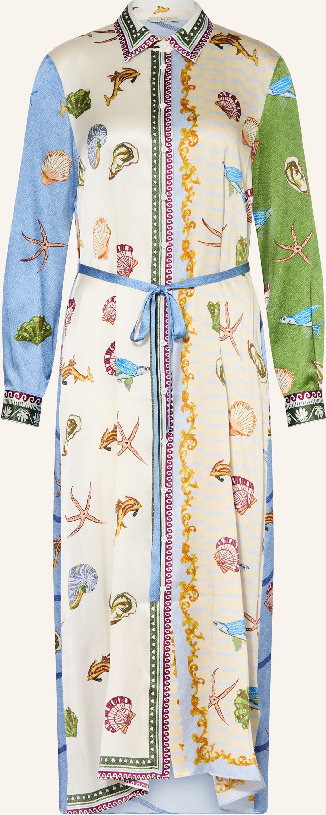 Lilienfels Hemdblusenkleid Aus Seide beige