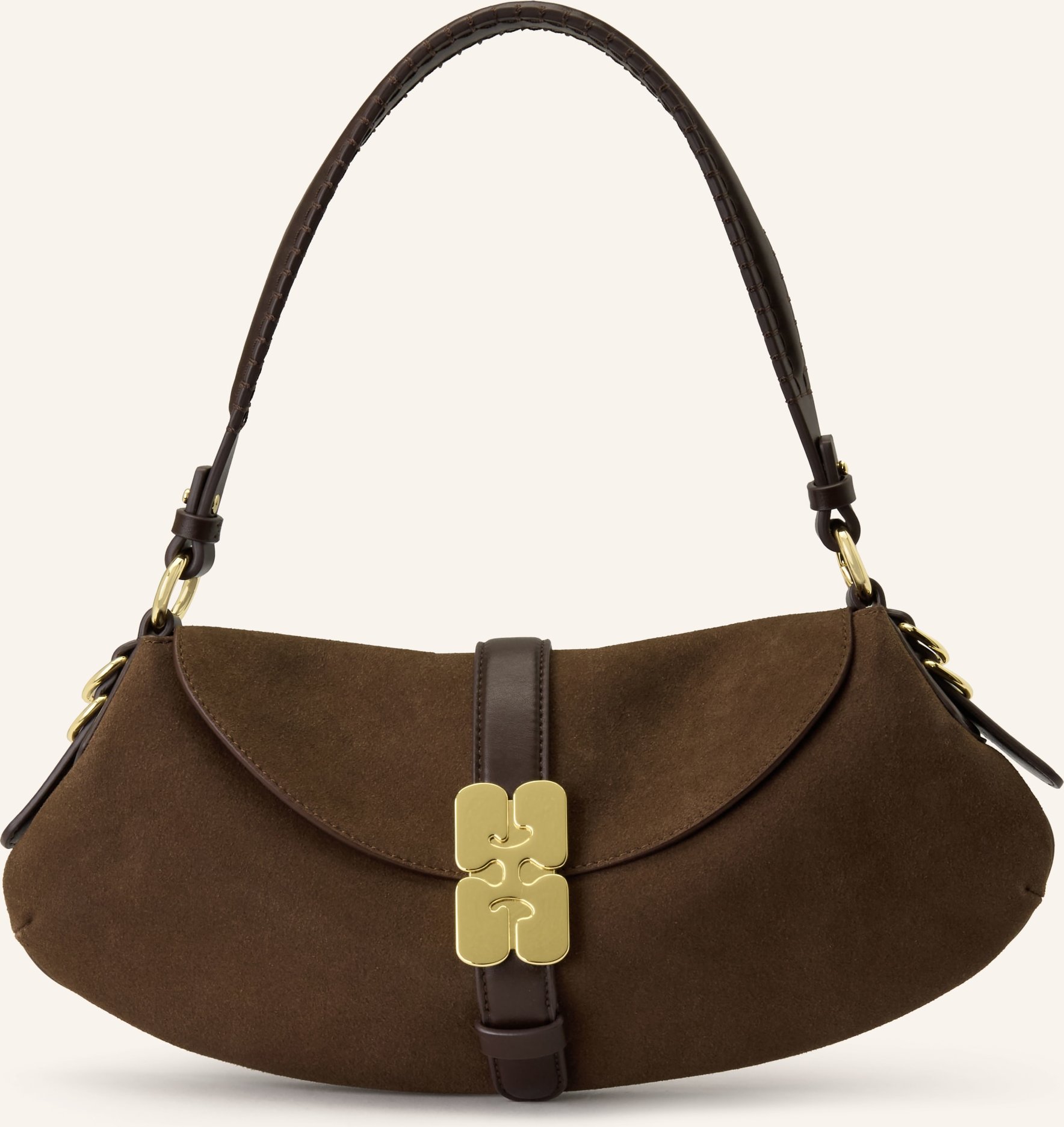 Ganni Schultertasche Kat braun