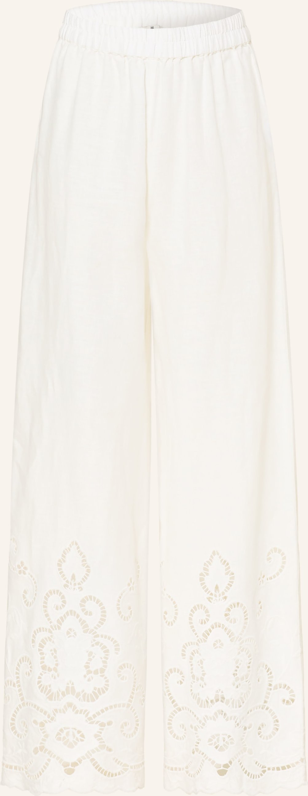 Angoor Marlenehose Carina Aus Leinen Mit Lochspitze weiss