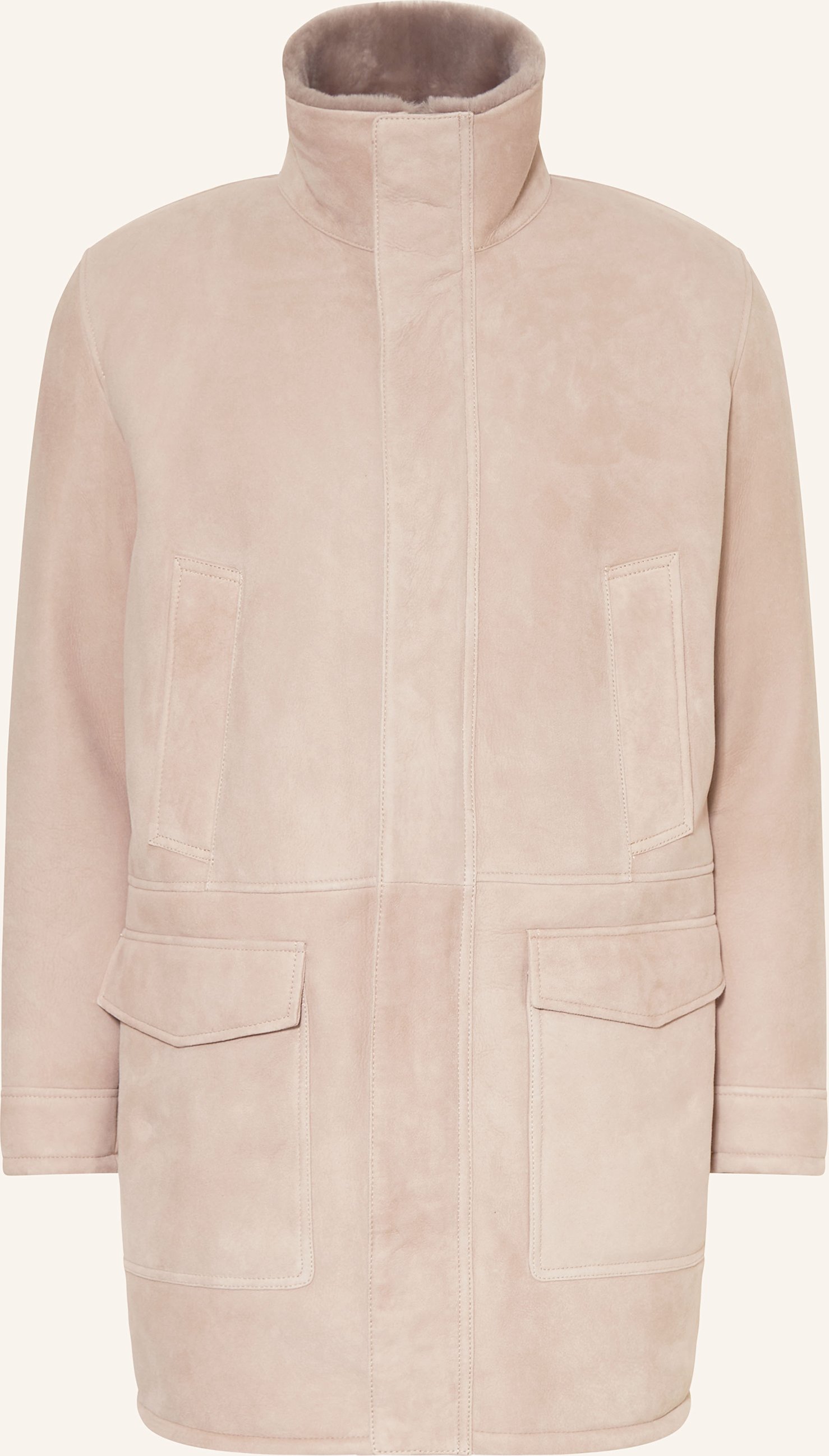 Arma Ledermantel Mano Mit Lammfell beige