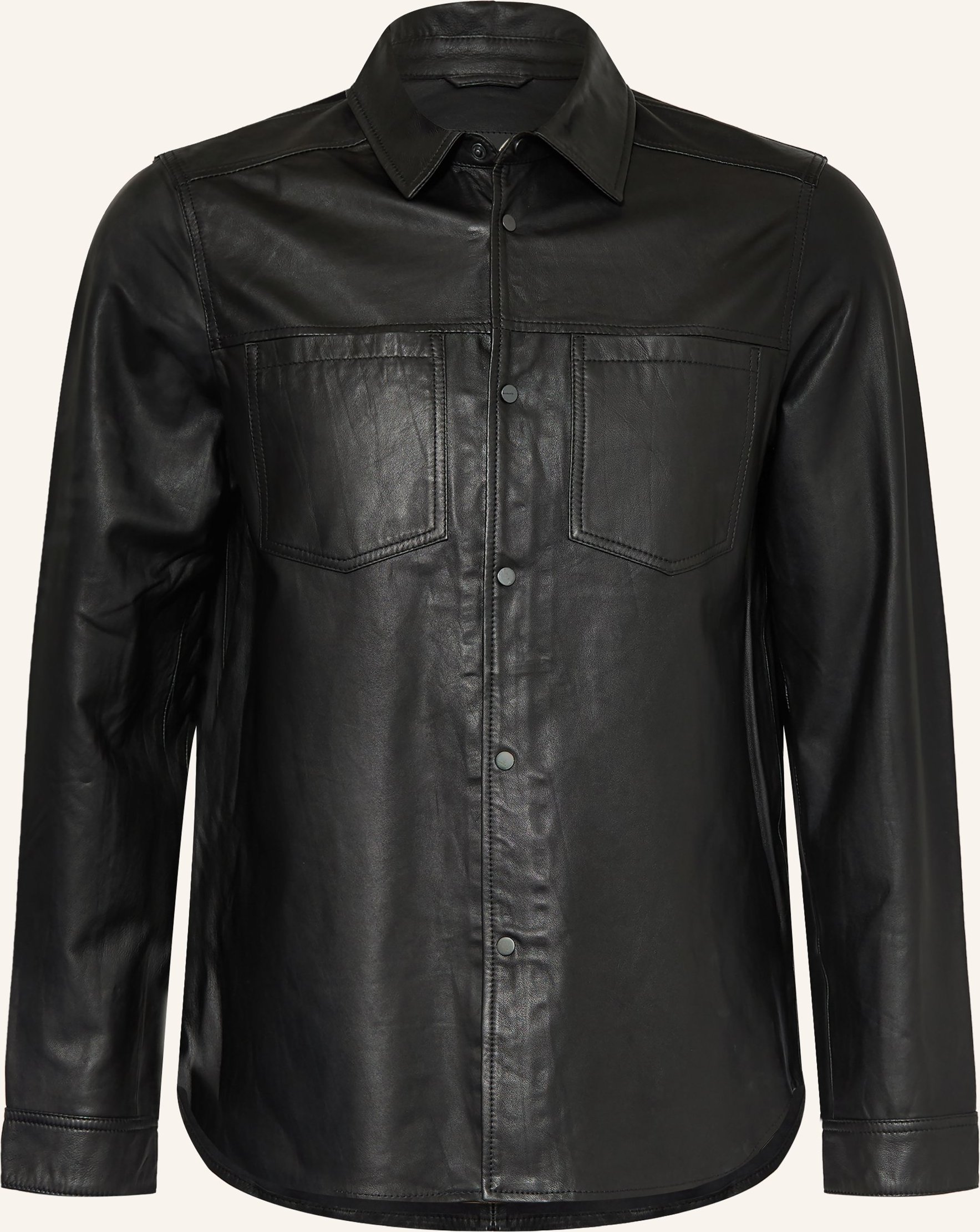 Allsaints Leder-Overjacket Savoy schwarz