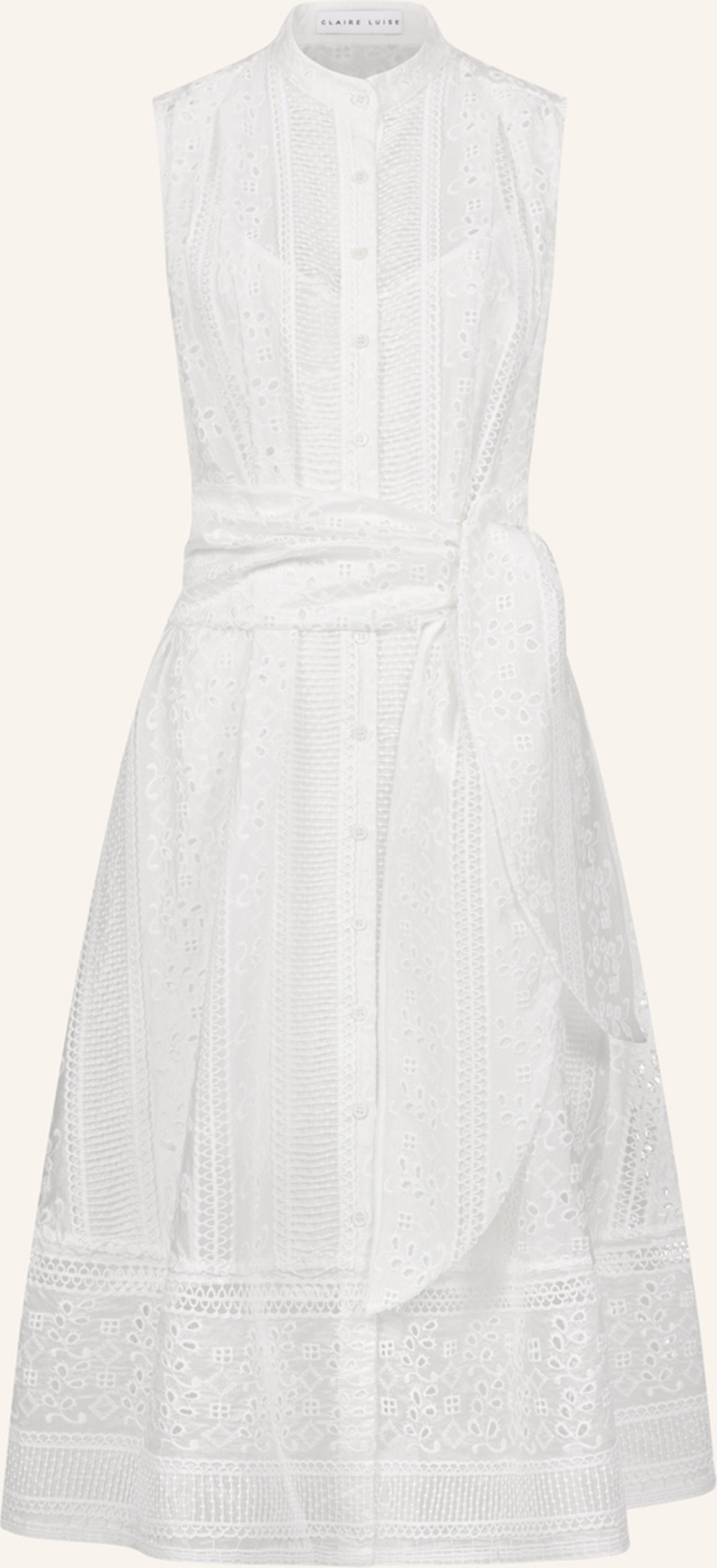 Claire Luise Midikleid Hochgeschlossen weiss