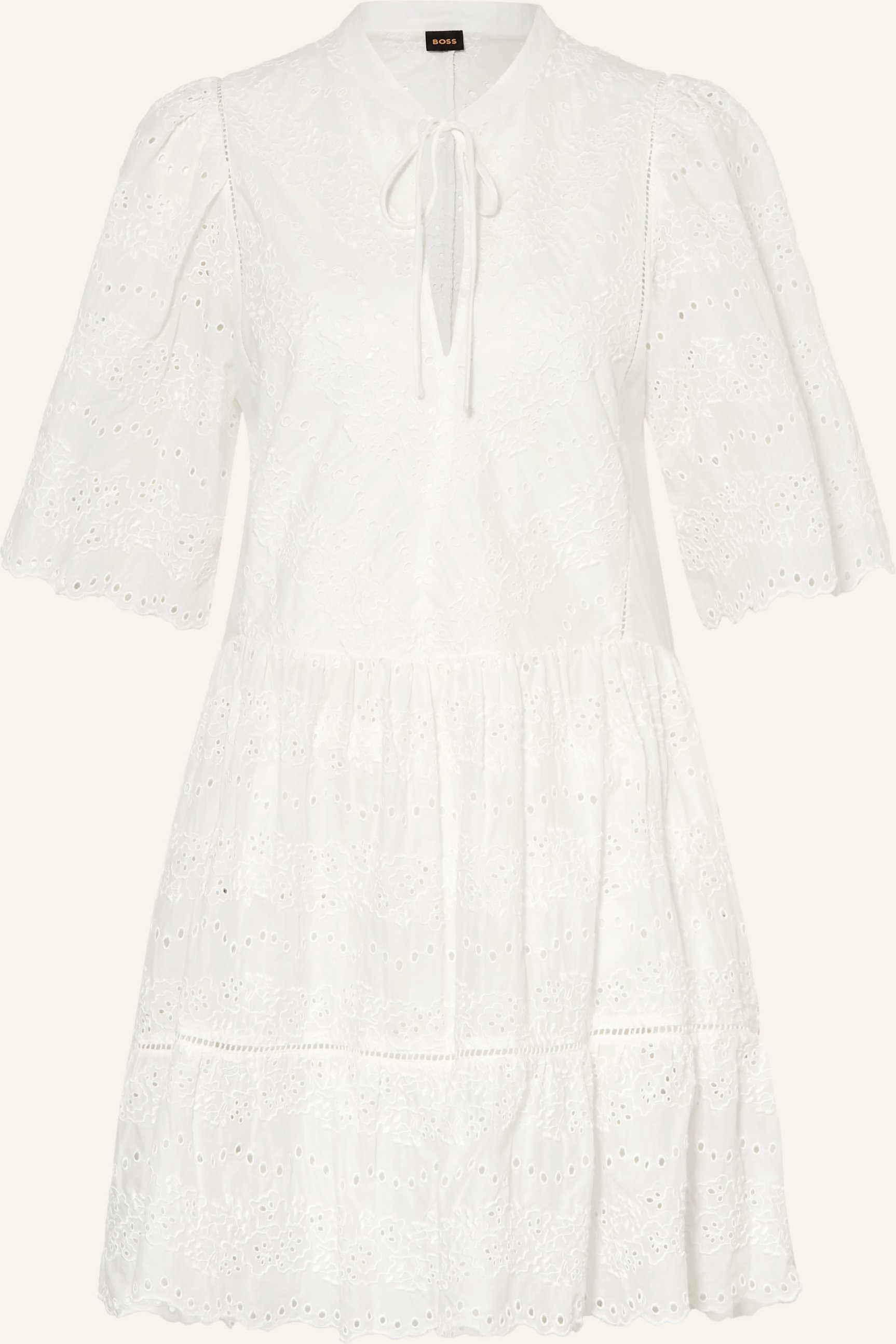 Boss Kleid Denvita Aus Lochspitze Mit 3/4-Arm weiss