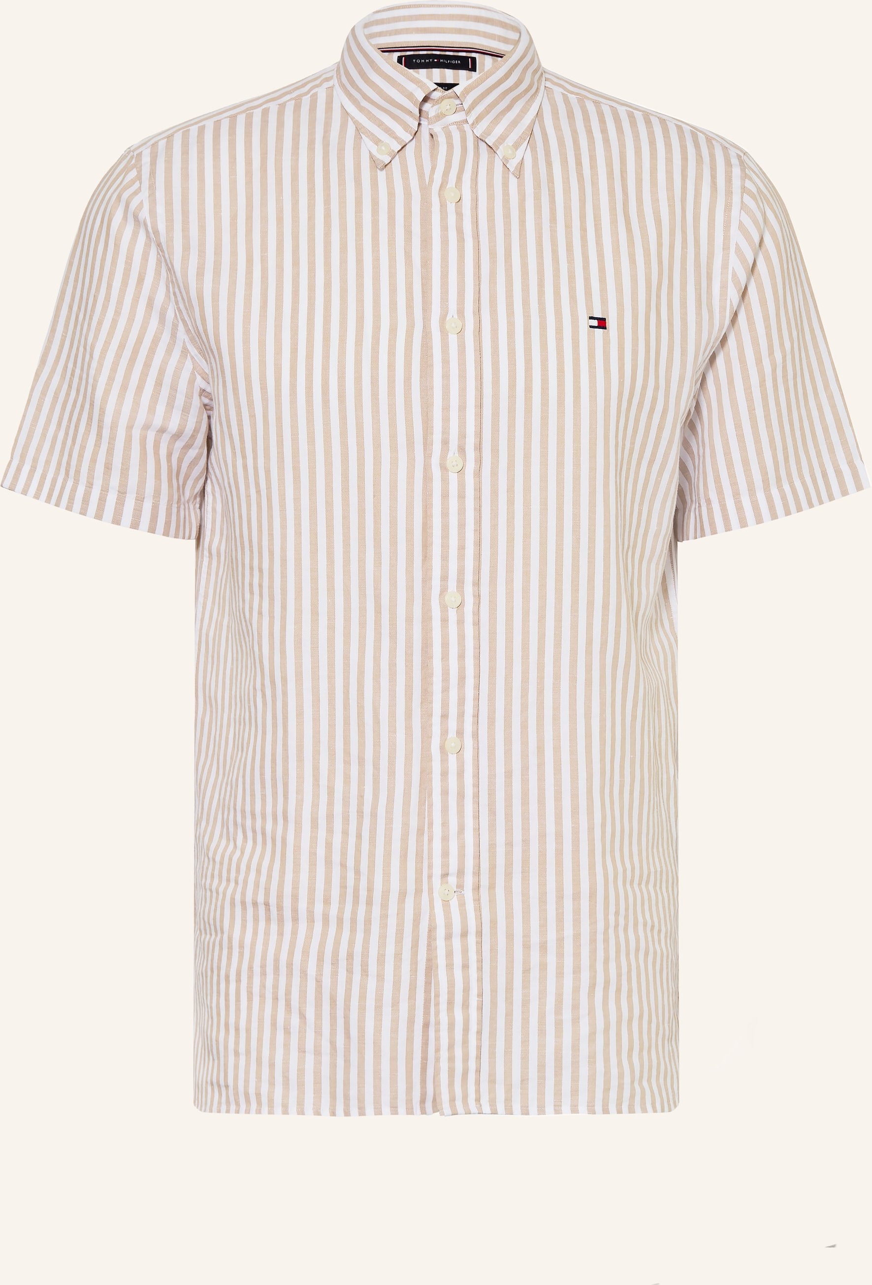 Tommy Hilfiger Kurzarm-Hemd Regular Fit Mit Leinen gelb