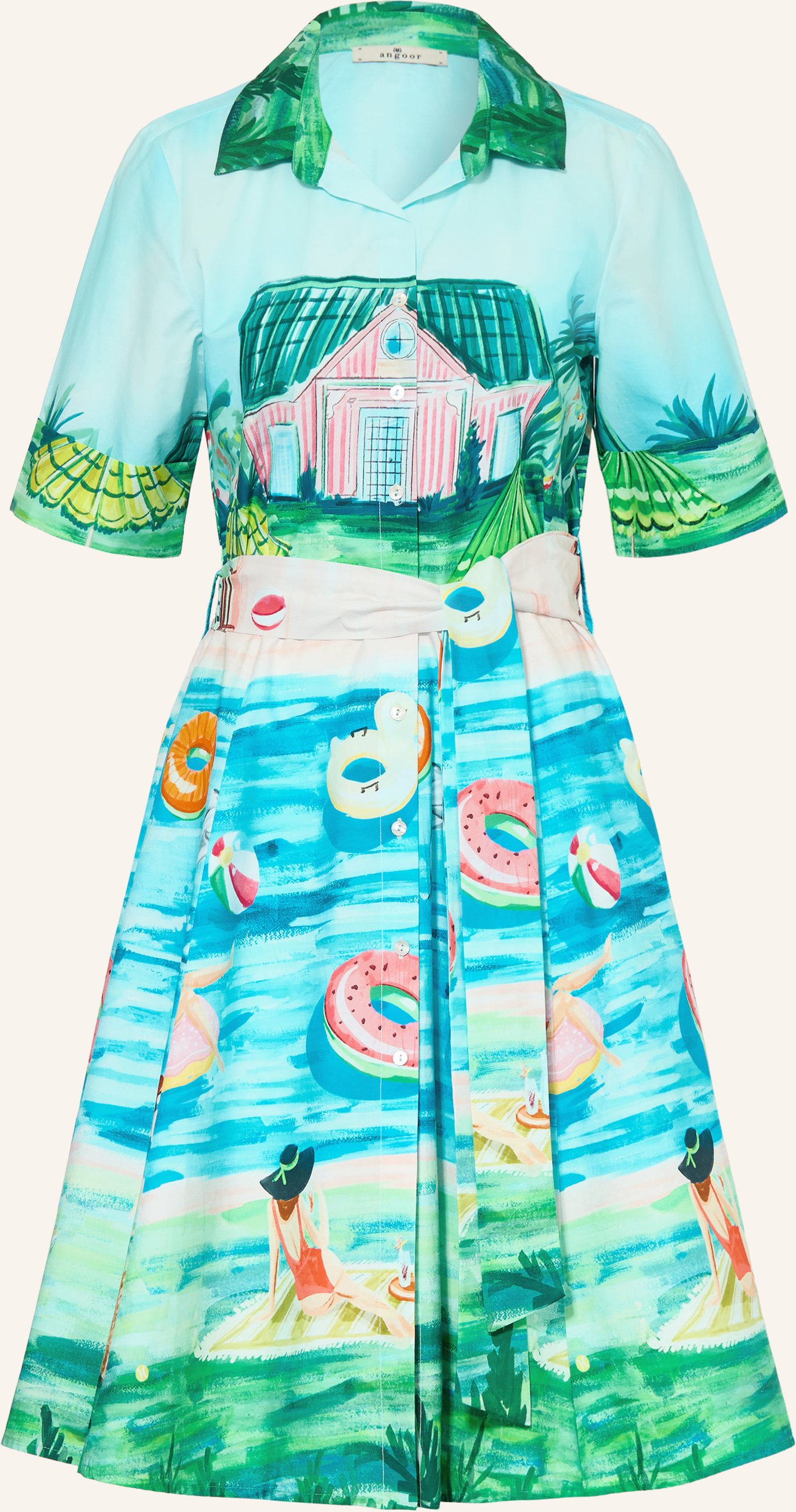 Angoor Hemdblusenkleid blau