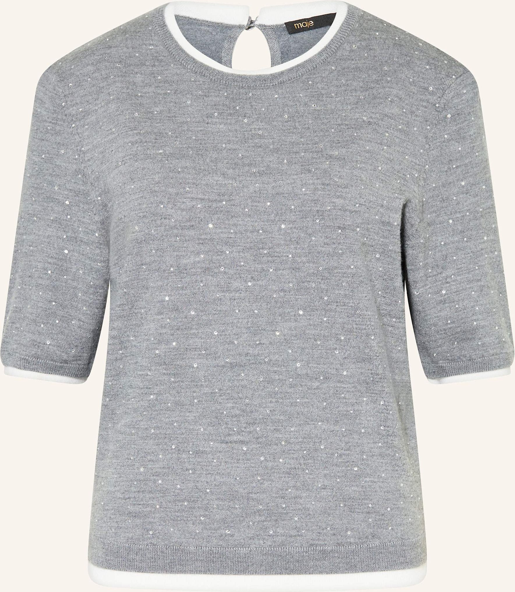 Maje Strickshirt Mit Schmucksteinen grau