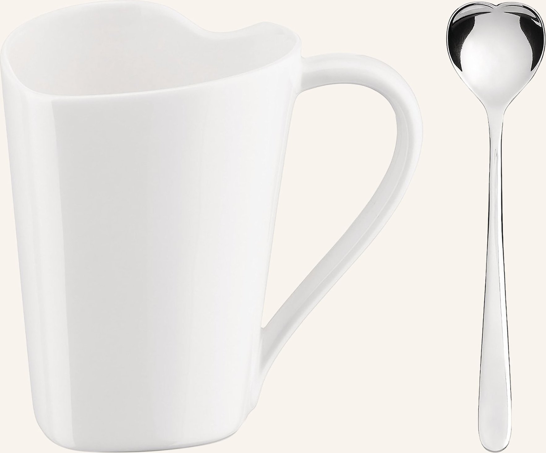 Alessi 2-Tlg. Set: Henkelbecher To Und Teelöffel Big Love weiss