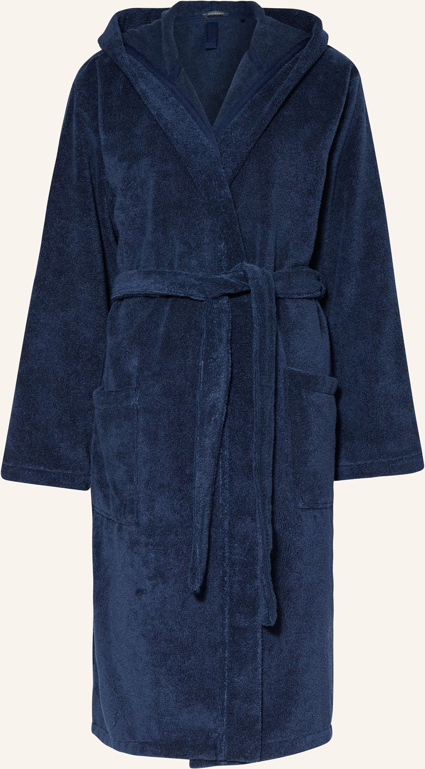 Schiesser Damen-Bademantel Essentials Mit Kapuze blau