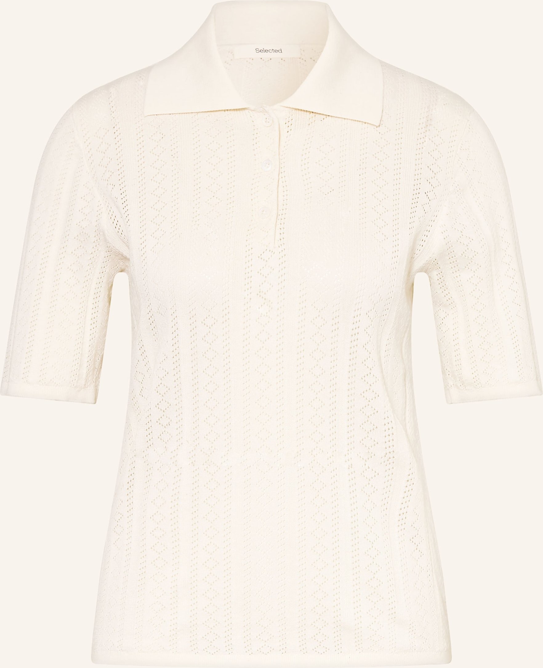 Selected Femme Strick-Poloshirt weiss