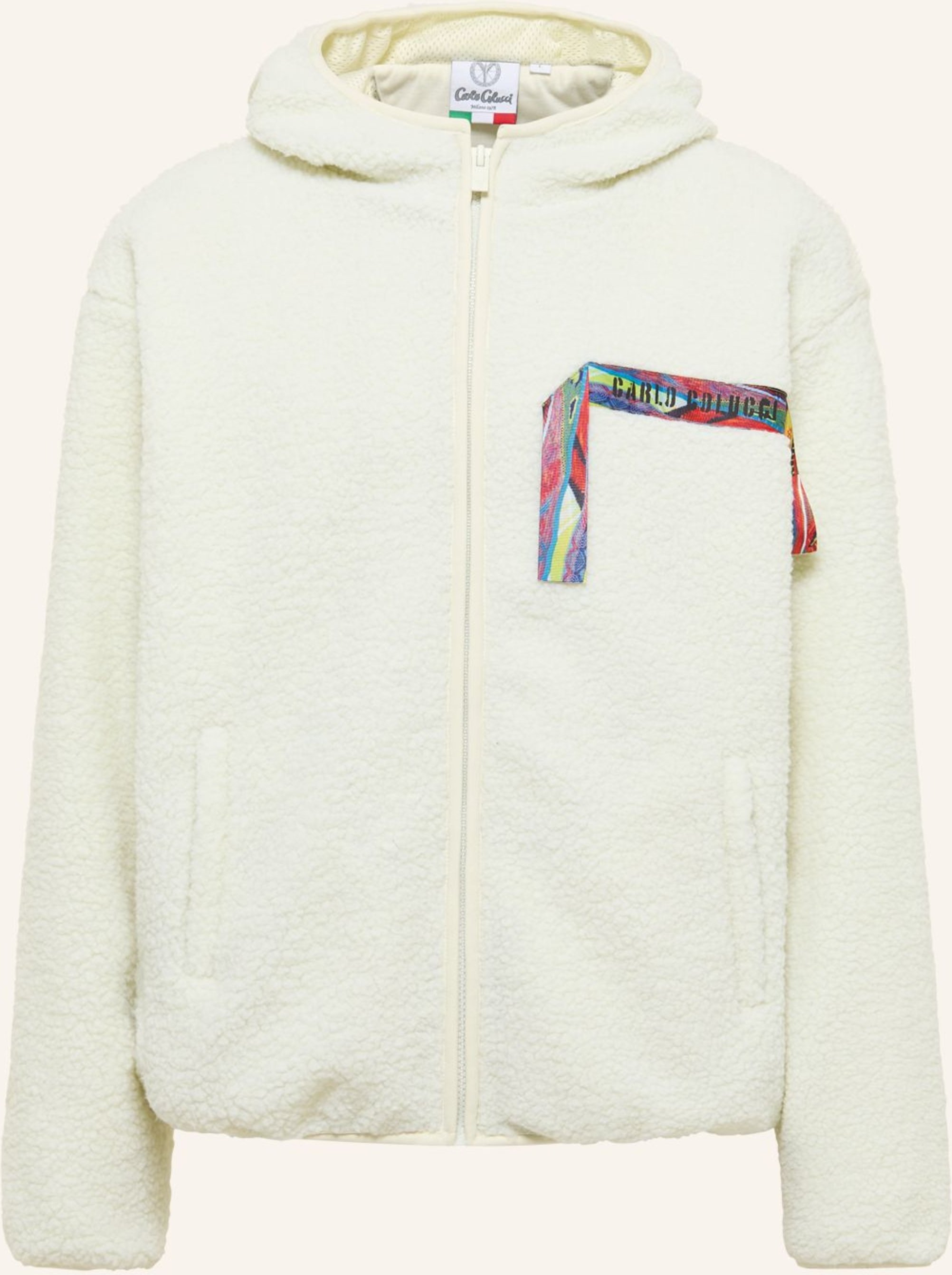 Carlo Colucci Oversize Teddy Jacke - Colucci Tapes Faietti weiss