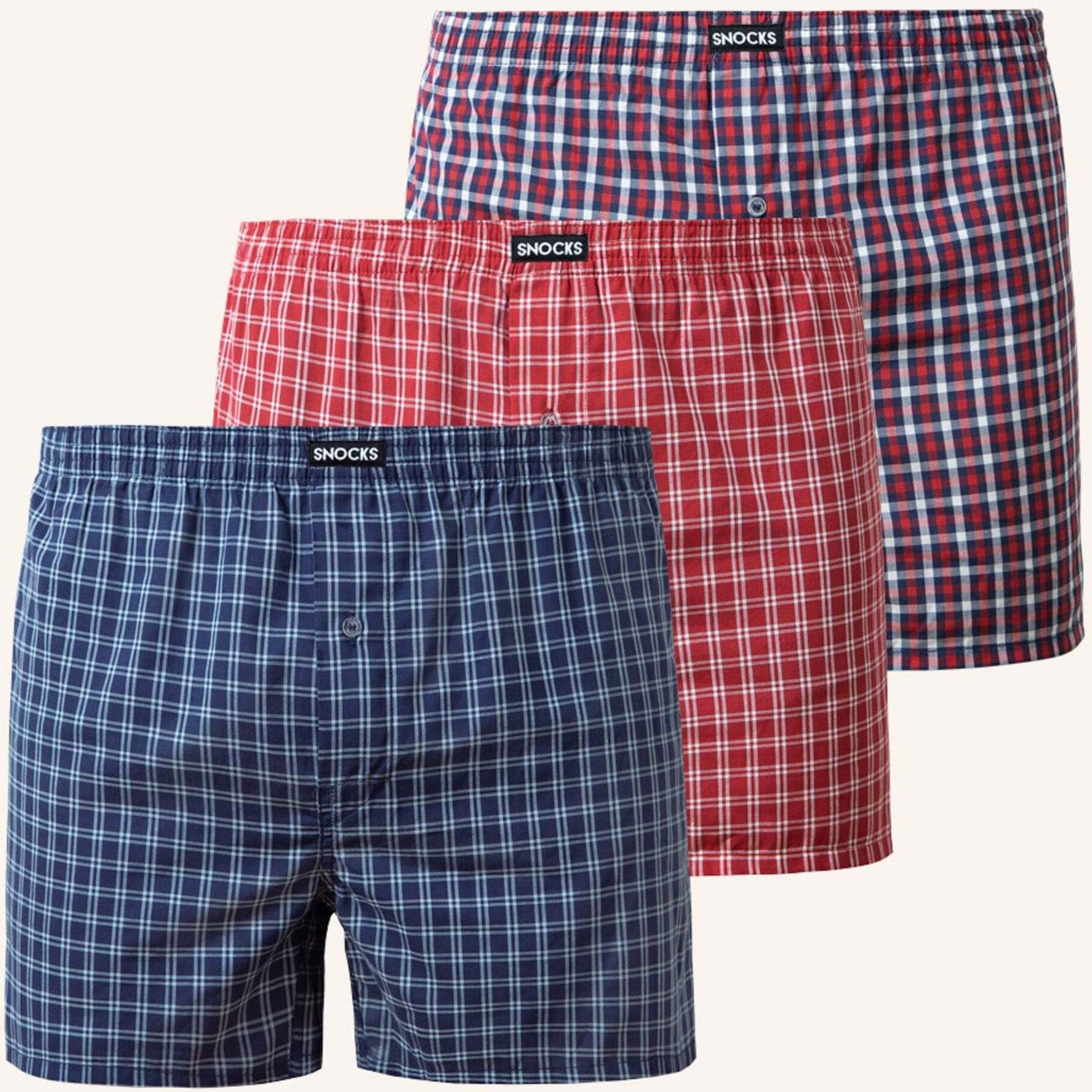 Snocks 3er-Pack American Boxershorts rot