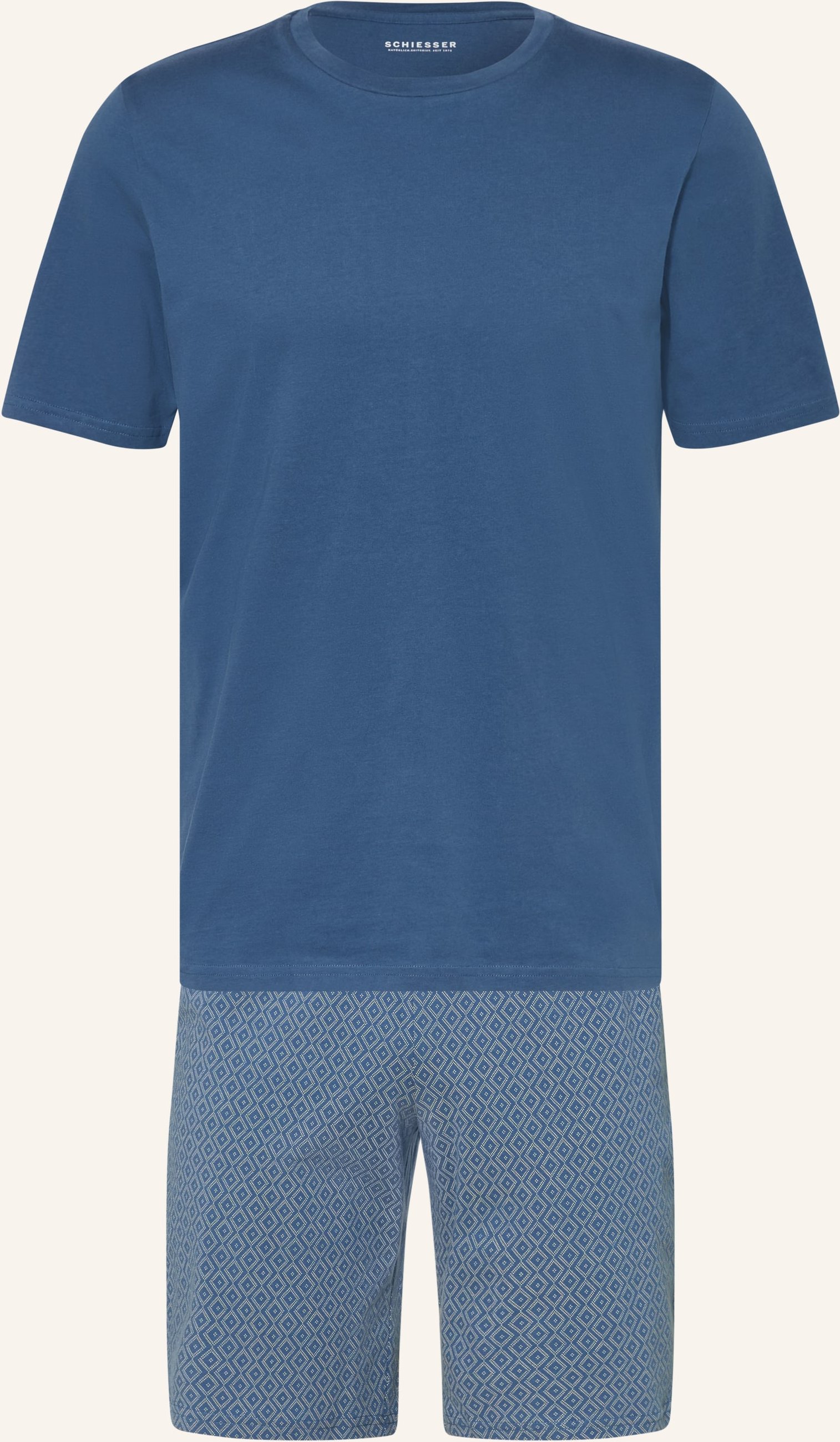 Thumbnail - Schiesser Shorty-Schlafanzug Casual Essentials blau