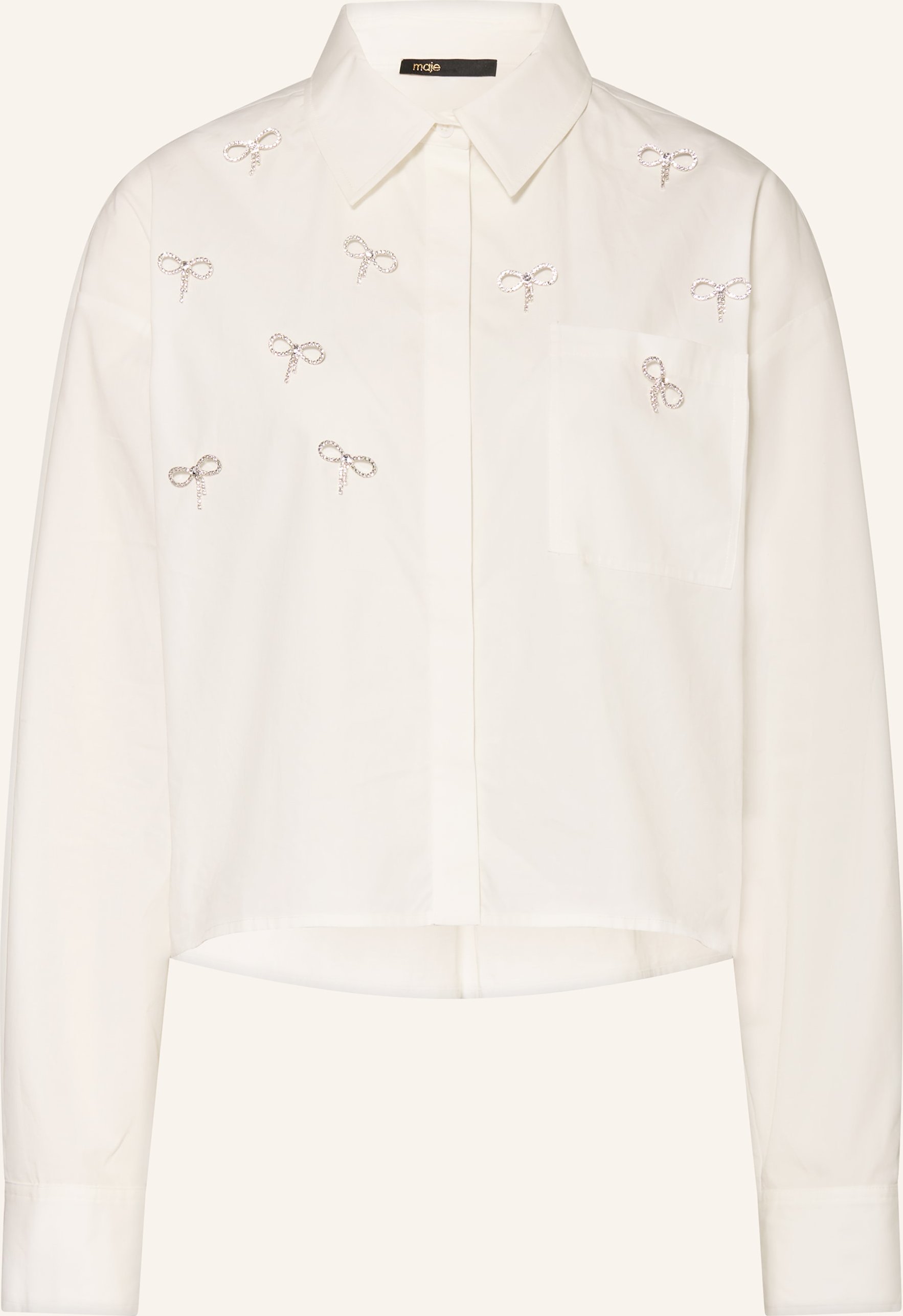 Maje Hemdbluse Mit Schmucksteinen weiss