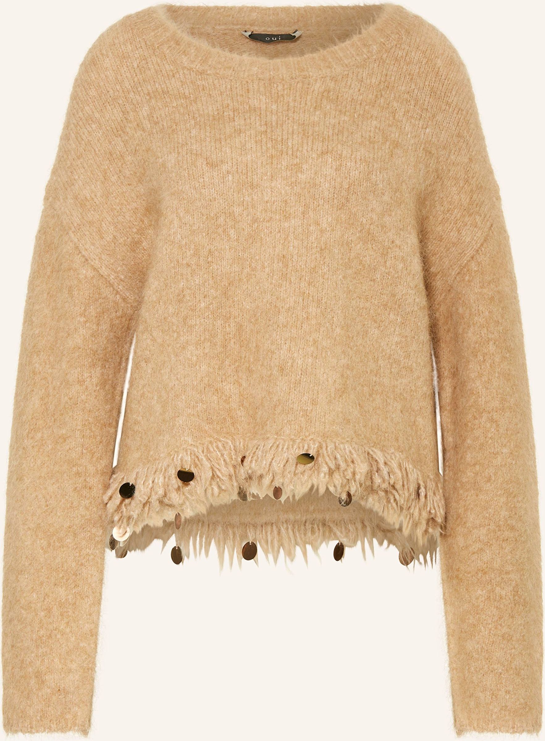 Thumbnail - Oui Pullover Mit Alpaka Und Pailletten beige