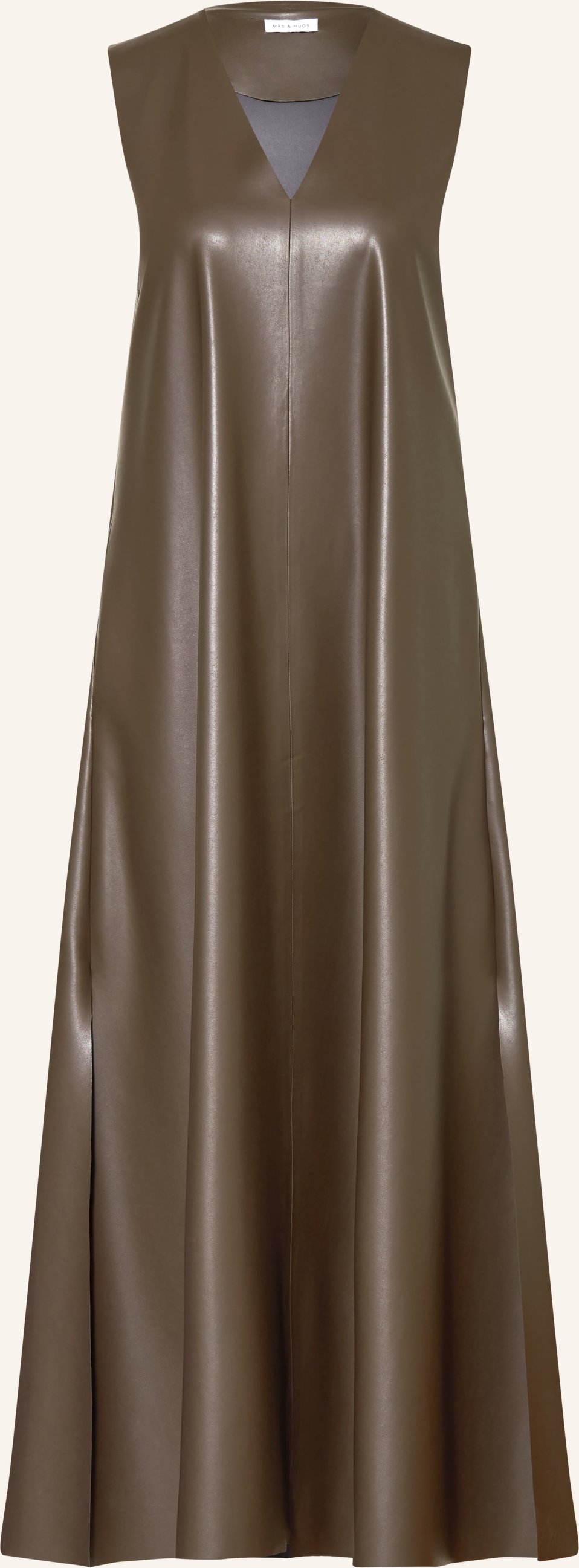 Mrs & Hugs Kleid In Lederoptik braun