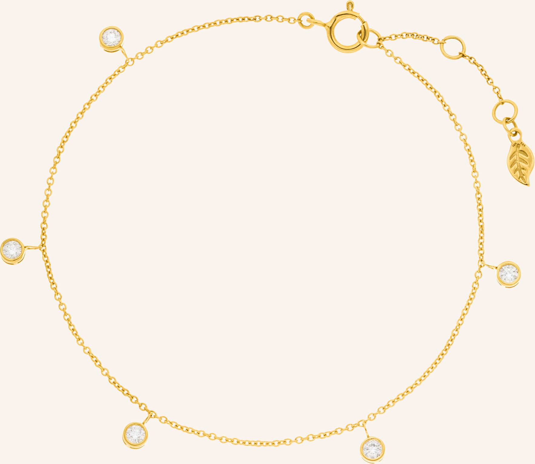 Leaf Armband My First Diamond Charms Aus 14 Karat Gelbgold Mit Diamanten gold