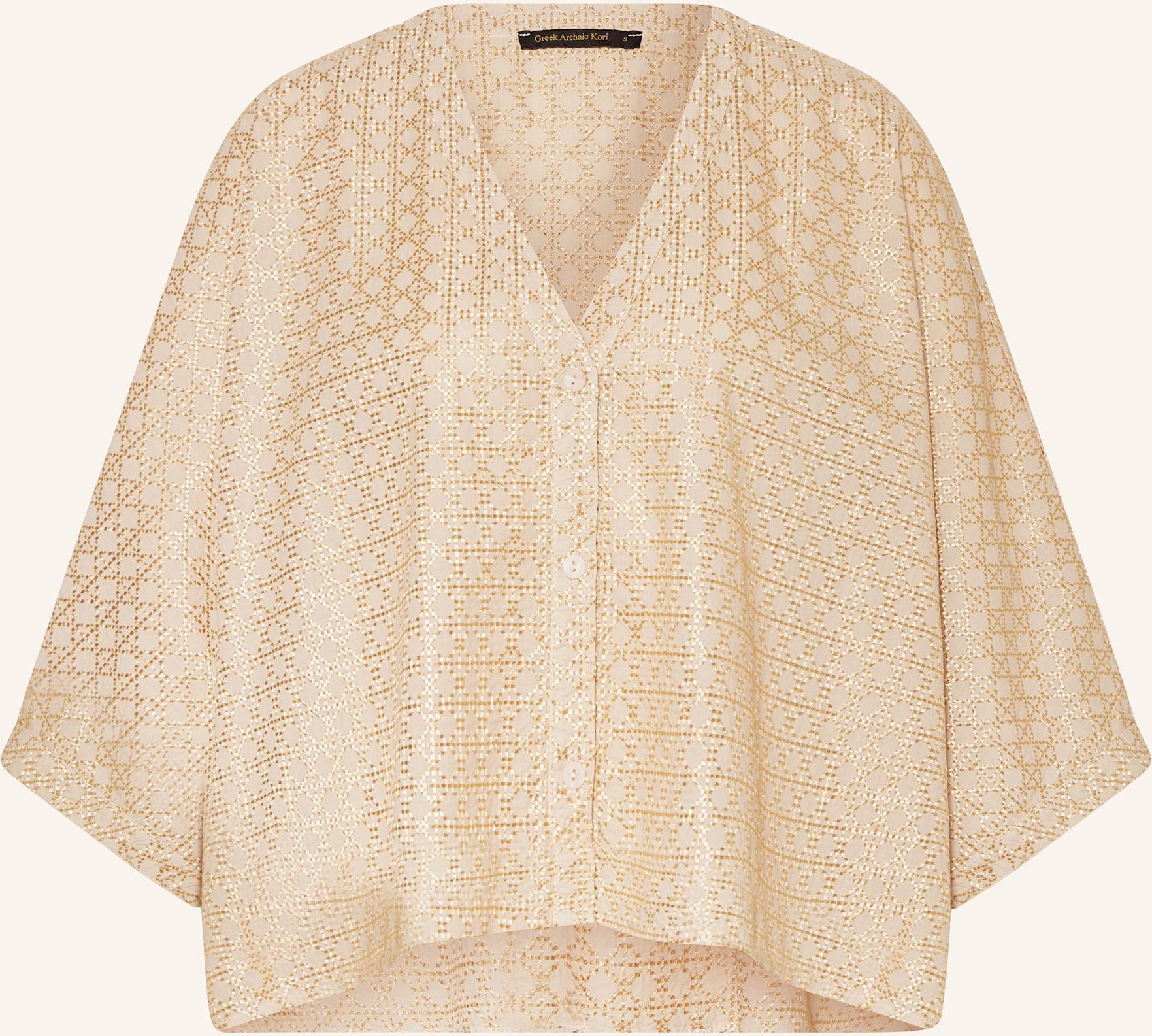 Greek Archaic Kori Tunika Cross Mit Glitzergarn beige