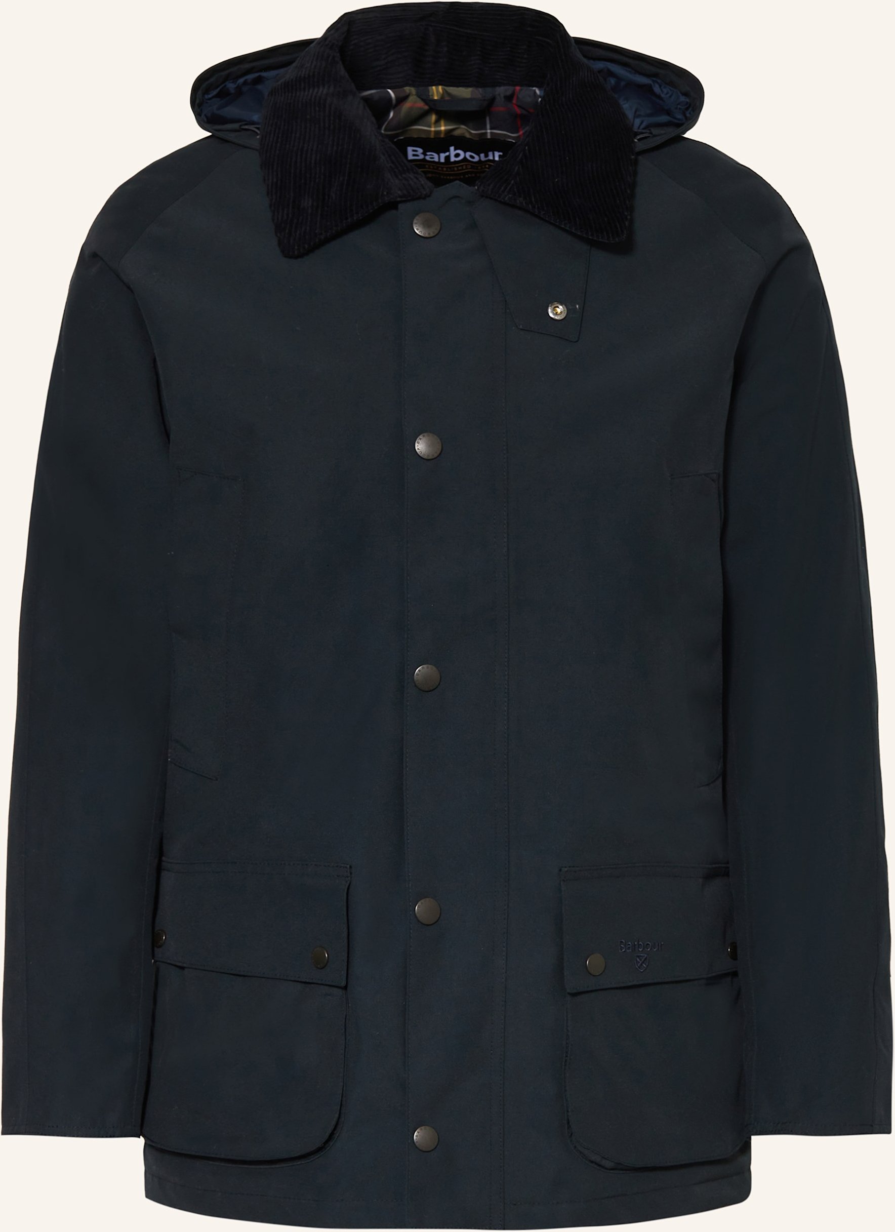 Barbour Jacke Winter Ashby Mit Abnehmbarer Kapuze blau