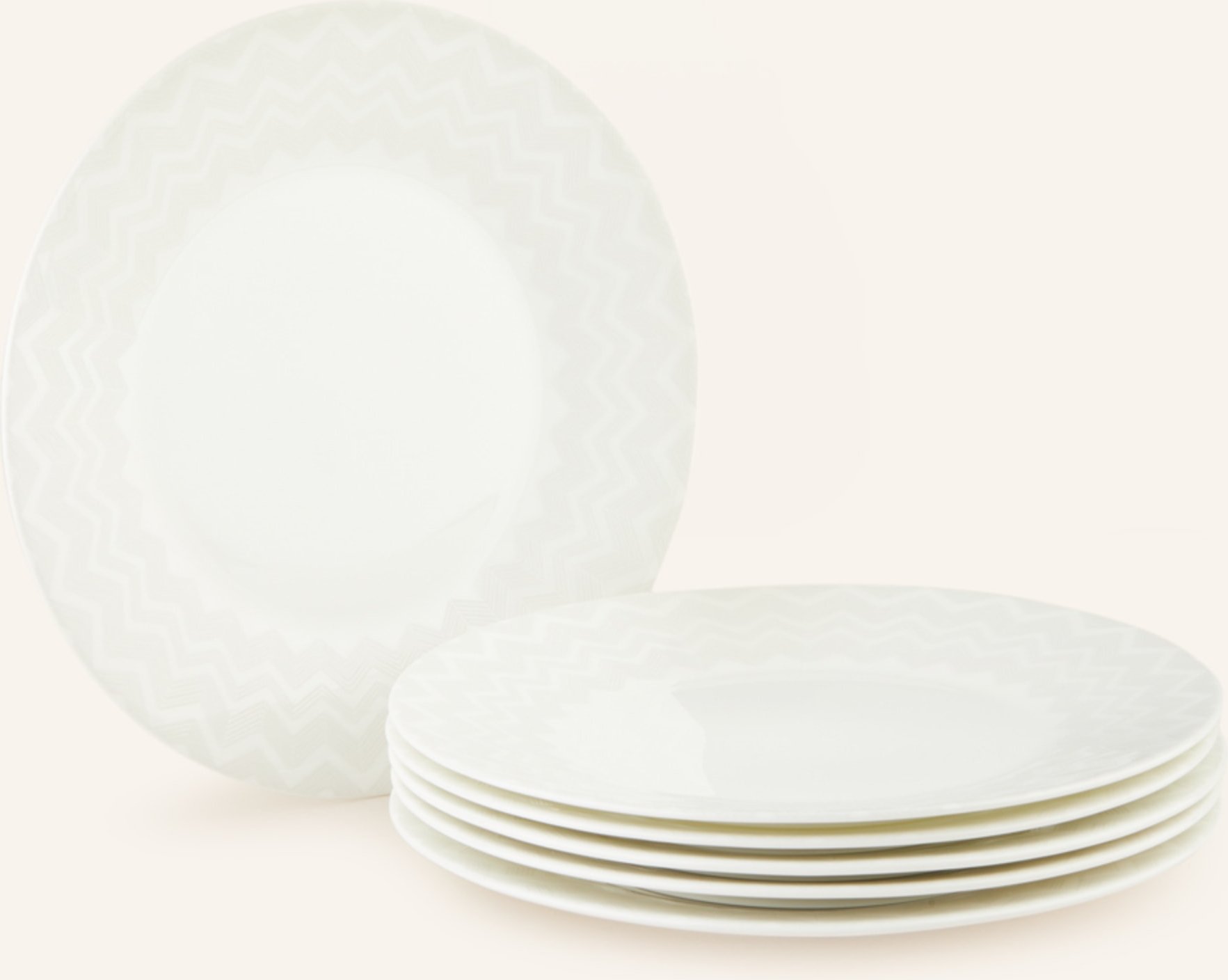 Missoni Home 6er-Set Dessertteller Zig Zag weiss