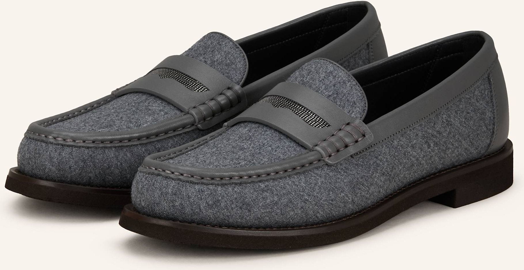 Brunello Cucinelli Loafer Mit Schmucksteinen grau