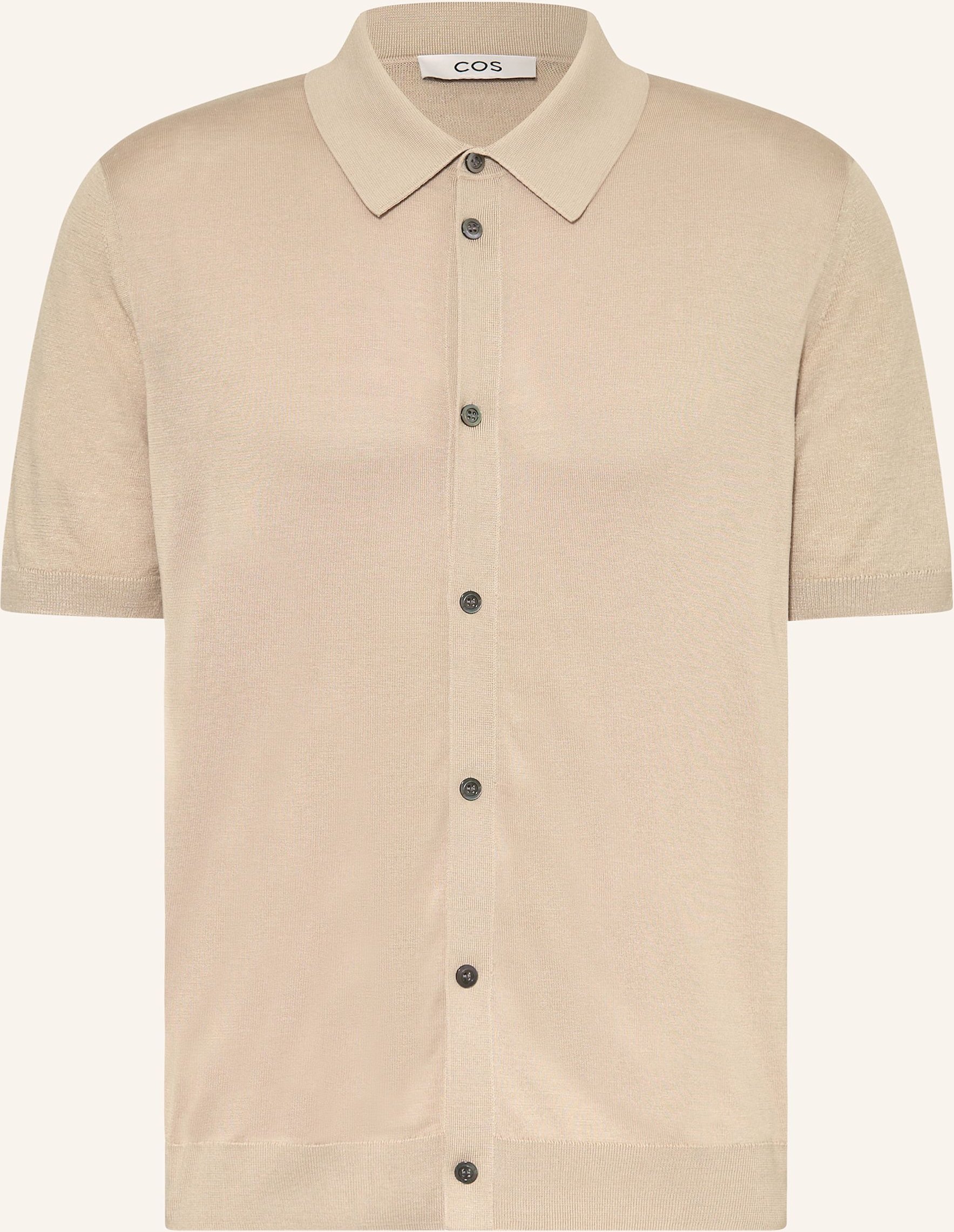 Cos Strickhemd Regular Fit Mit Leinen beige