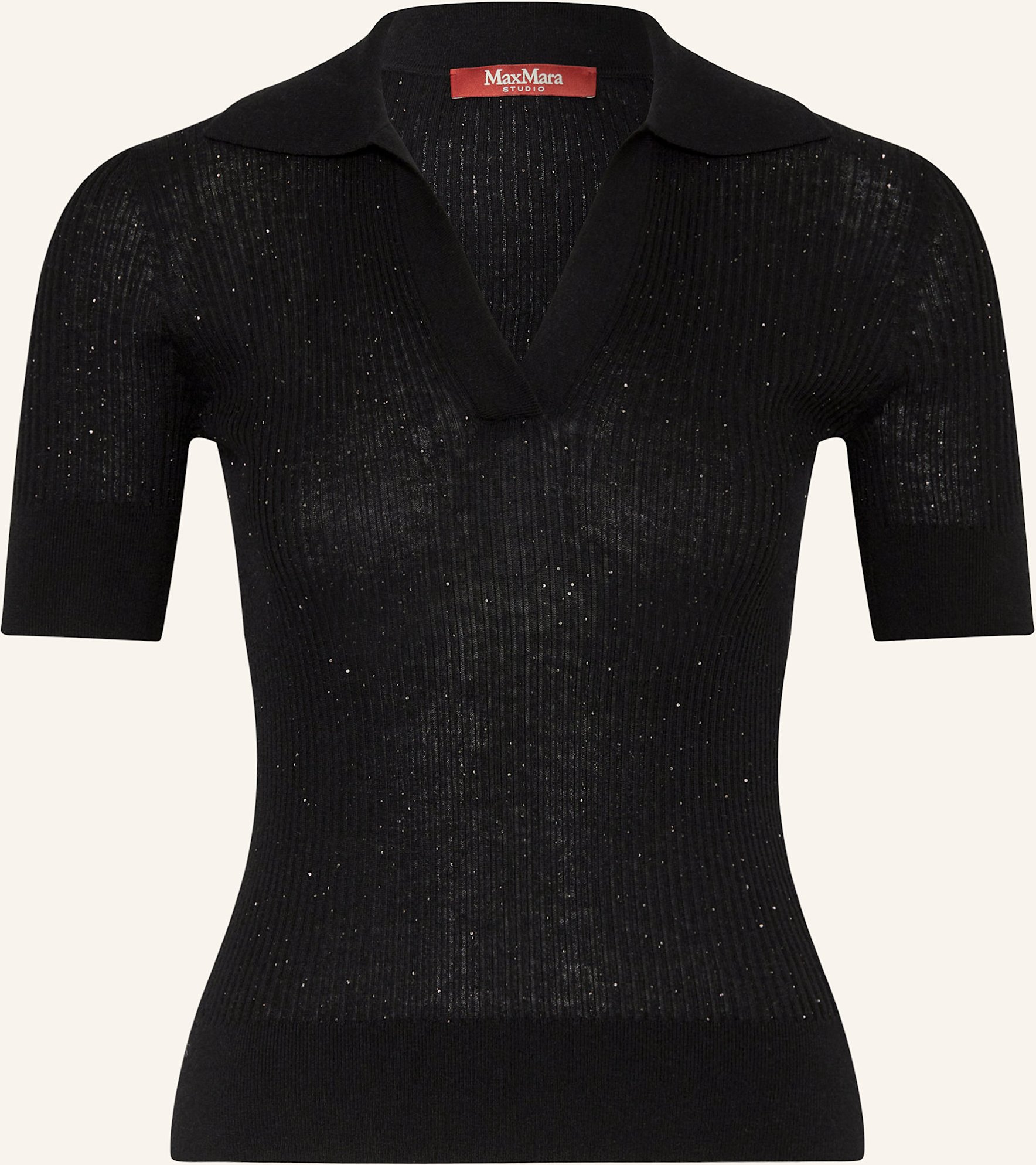 Max Mara Studio Strickshirt Uberta Mit Seide Und Pailletten schwarz