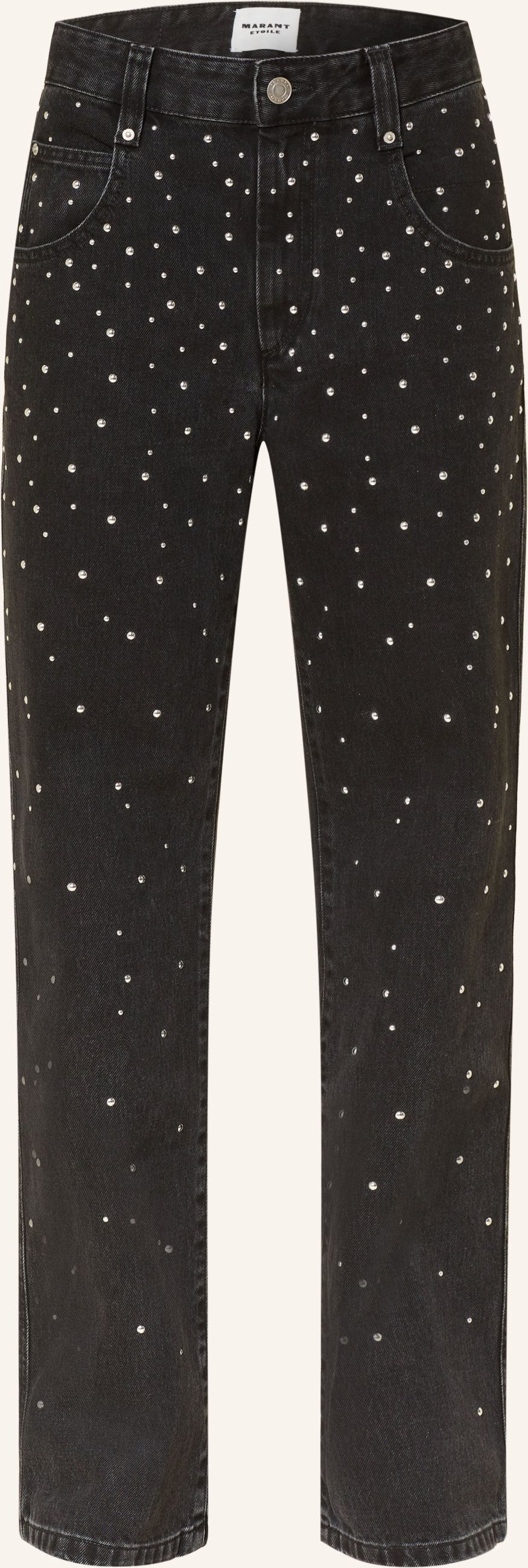 Marant Étoile Straight Jeans Brinsa Mit Nieten schwarz