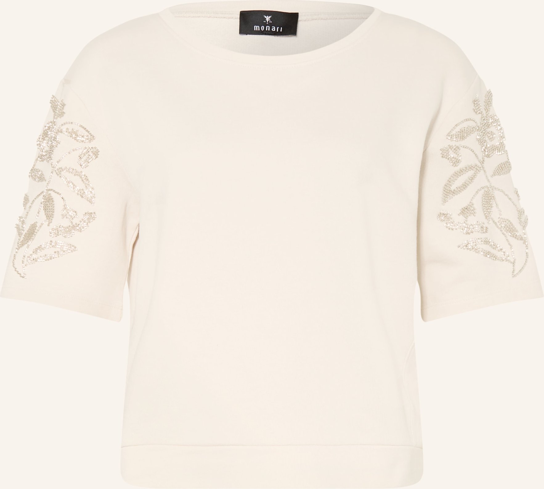 Monari Sweatshirt Mit Schmuckperlen beige