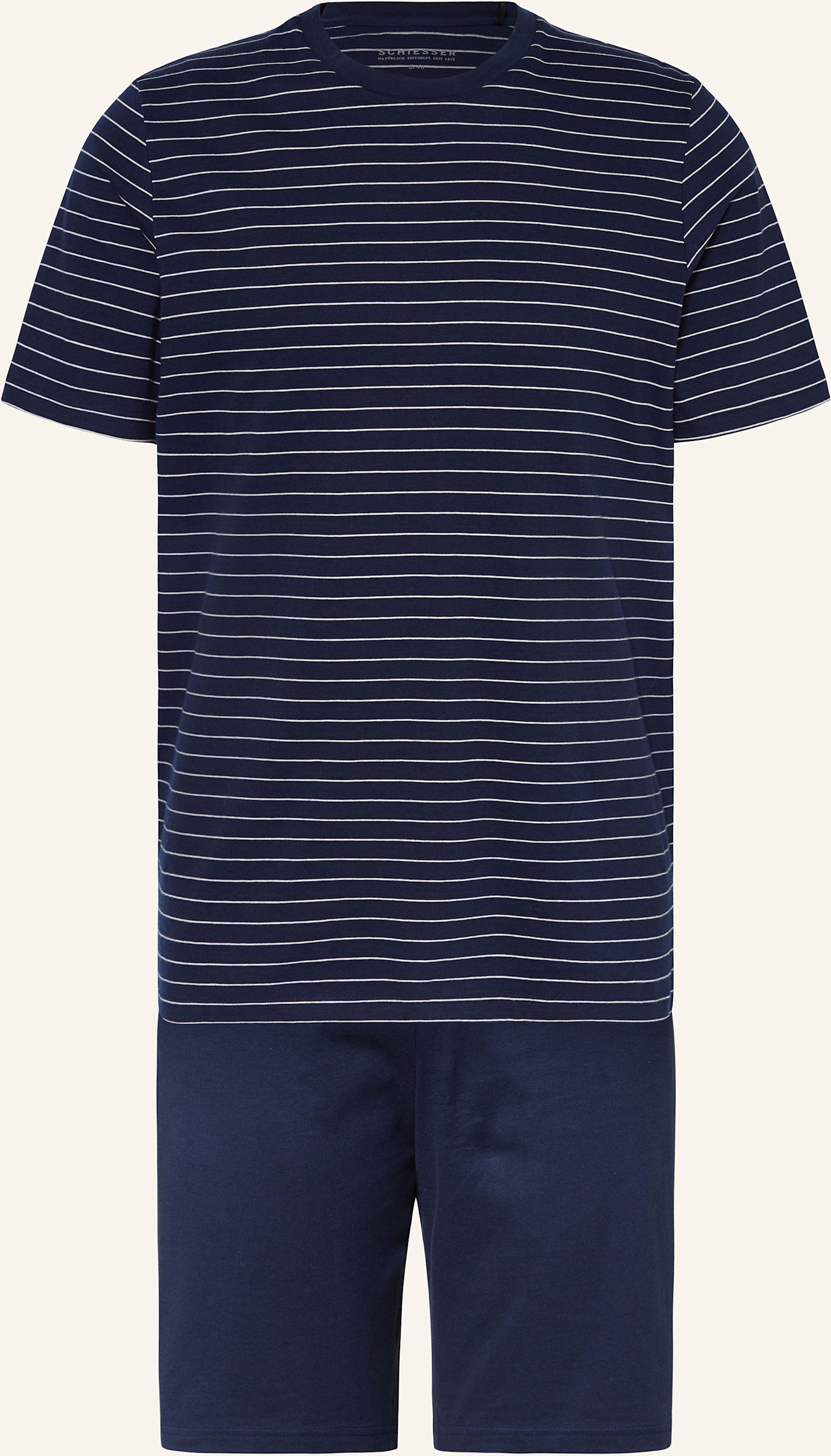 Schiesser Shorty-Schlafanzug Casual Essentials blau