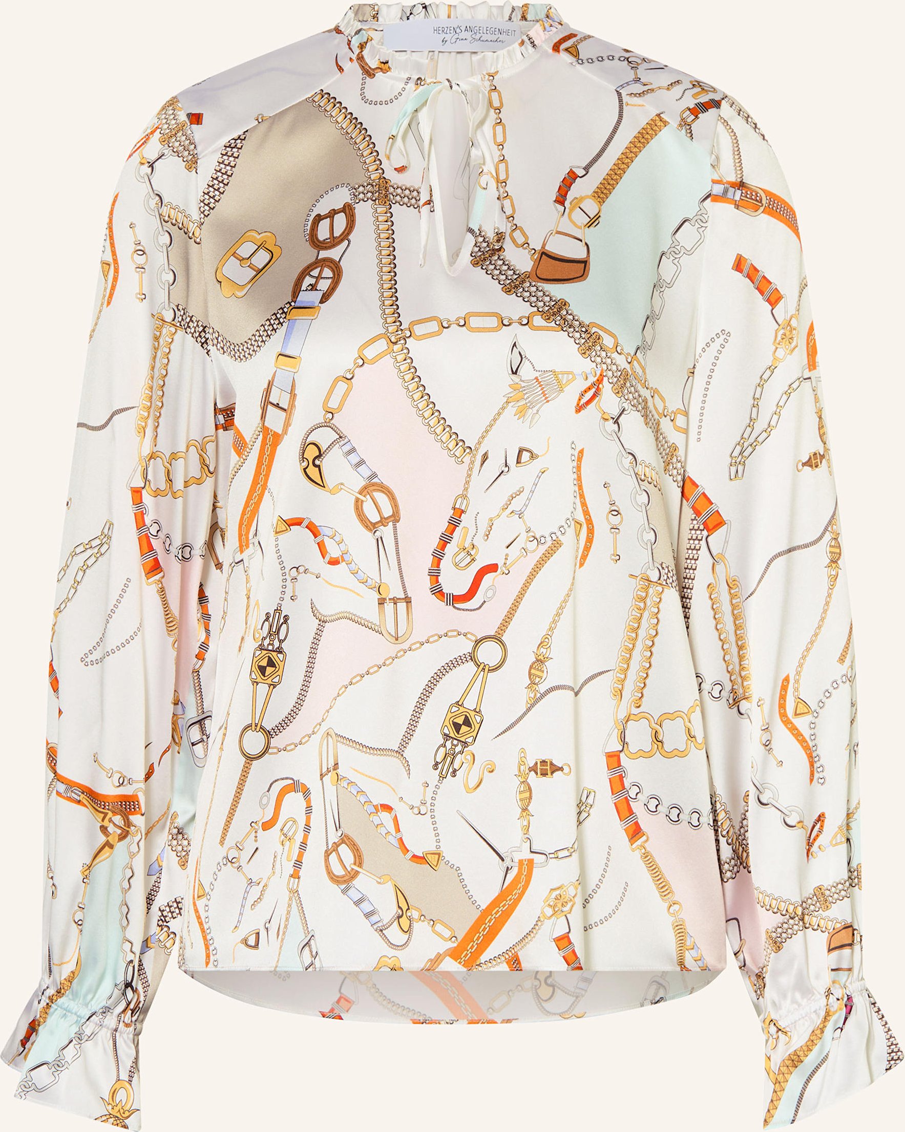 Herzen's Angelegenheit Seidenbluse Mit Volants blau