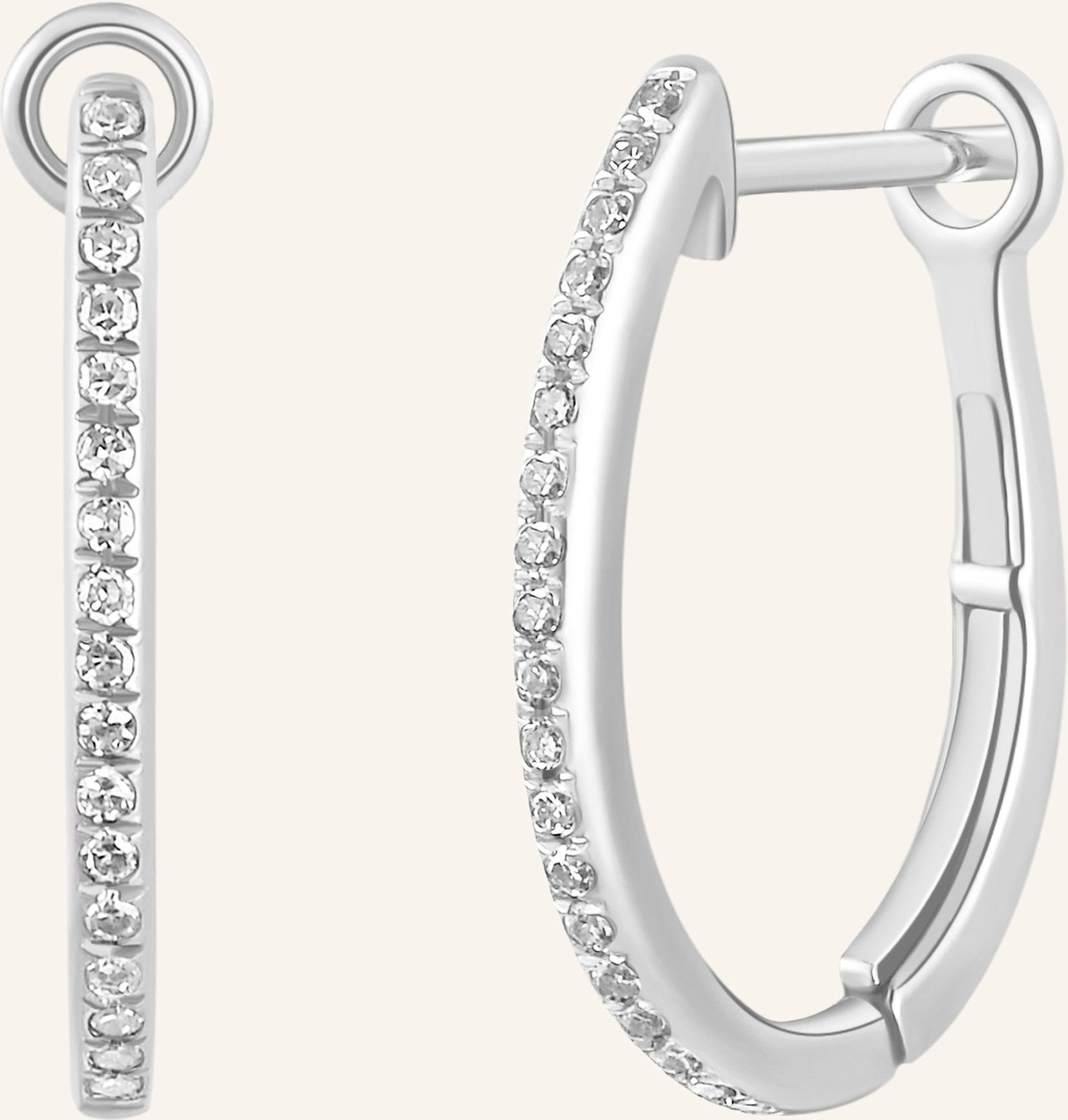 Leaf Creolen Oval S Aus 18 Karat Weißgold Mit Diamanten silber