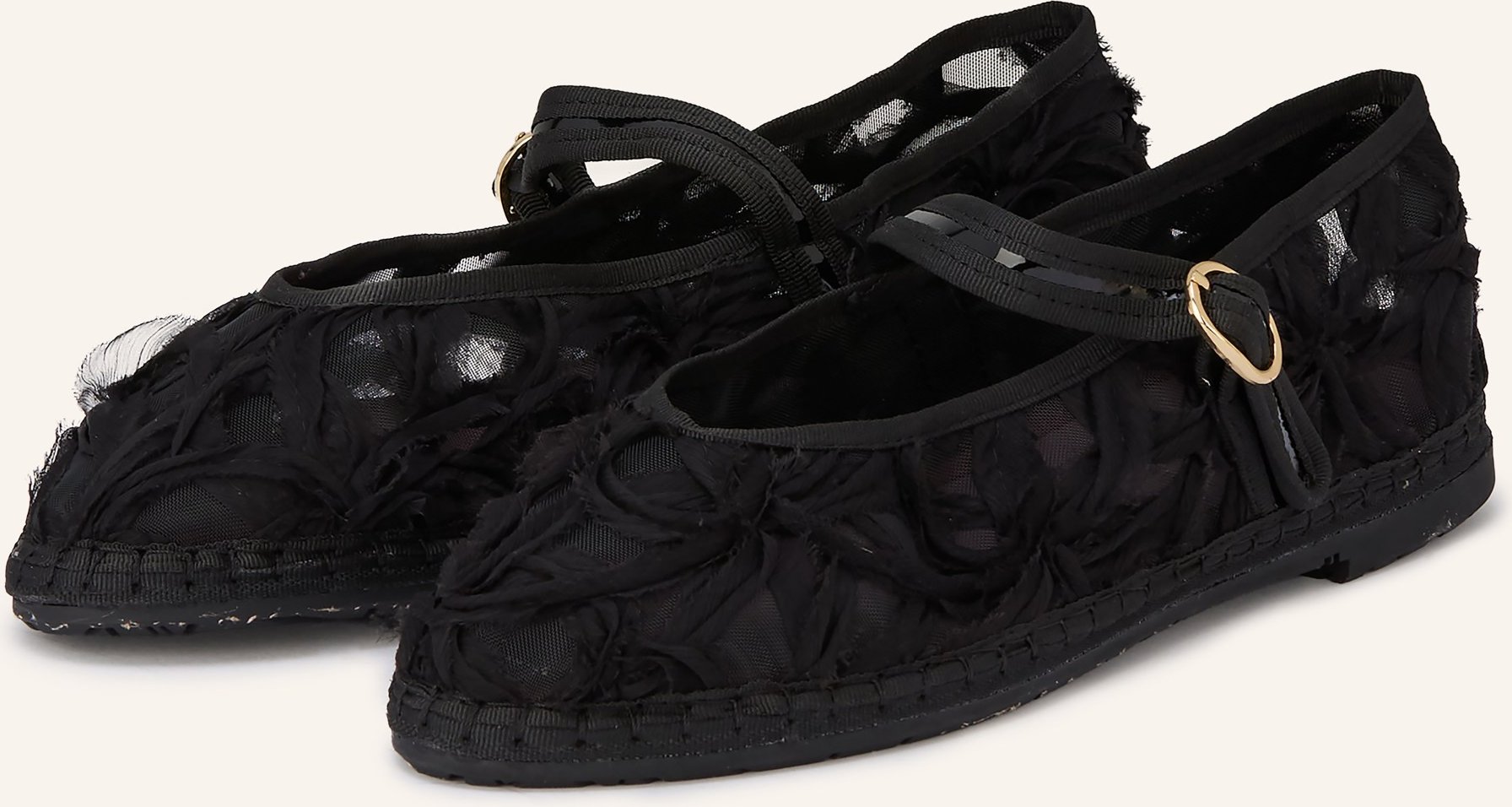 Flabelus Mary-Jane-Ballerinas Pierre Lace schwarz