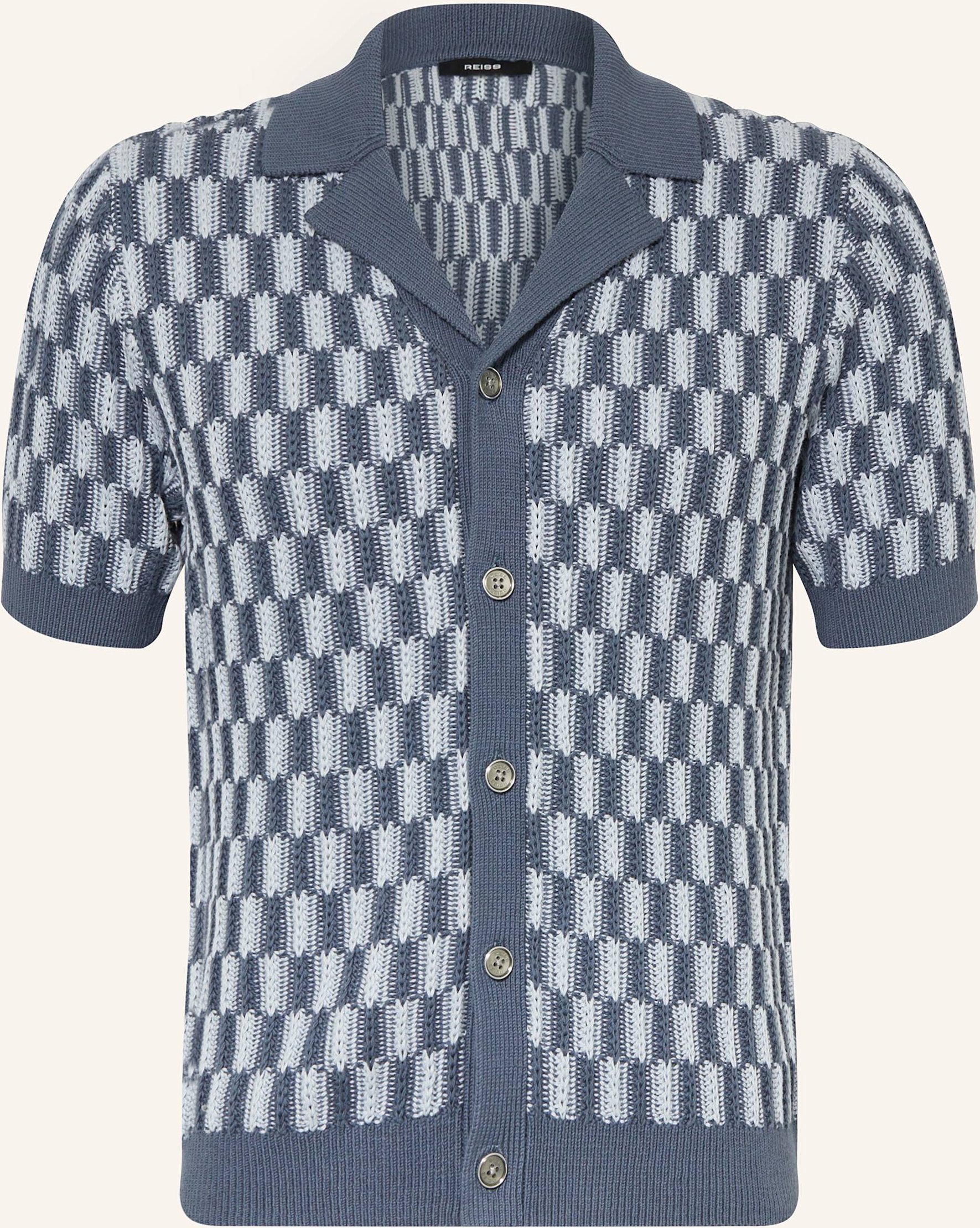 Reiss Strickhemd Robbie Regular Fit blau