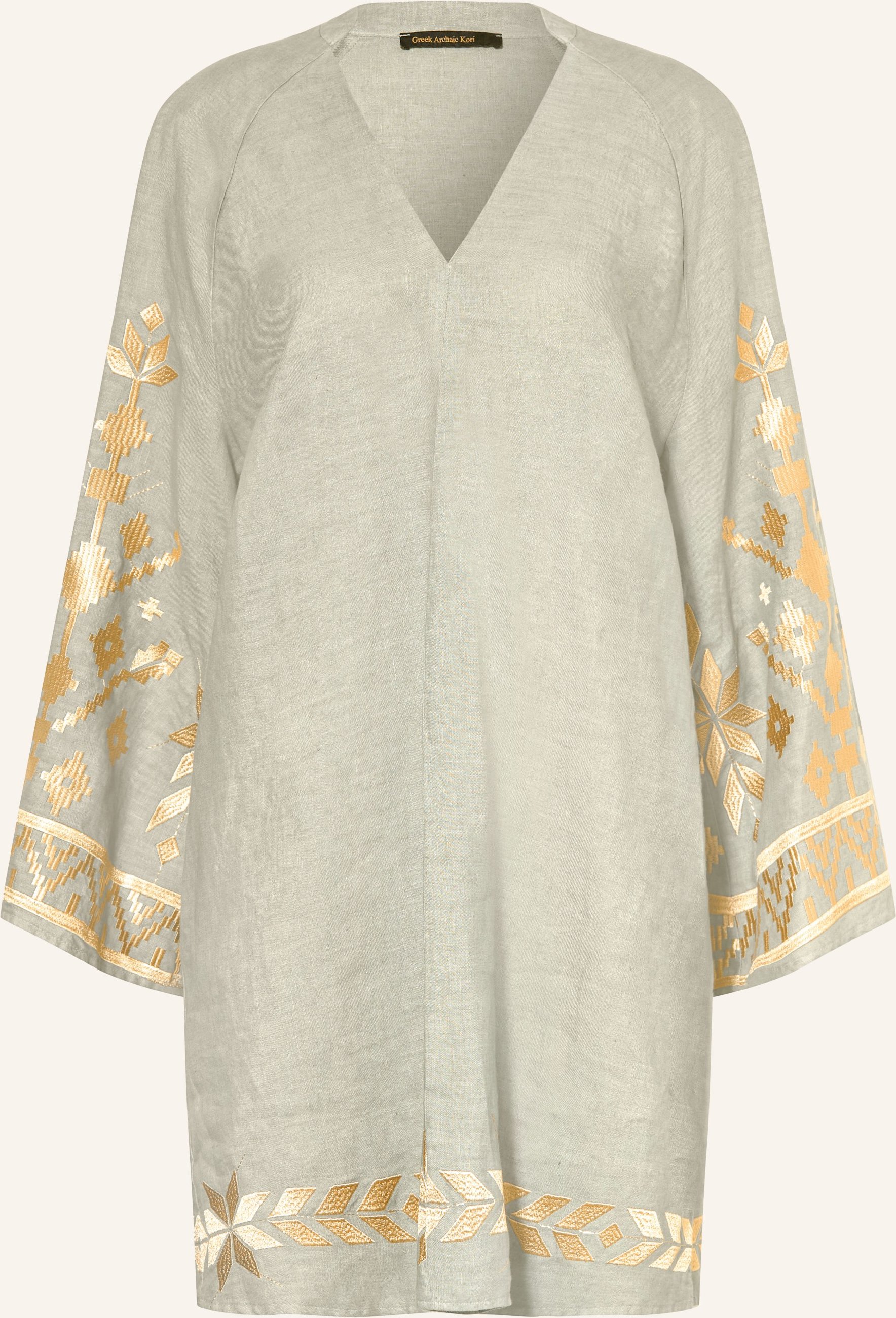 Greek Archaic Kori Strandkleid Ios Aus Leinen Mit Glitzergarn grau