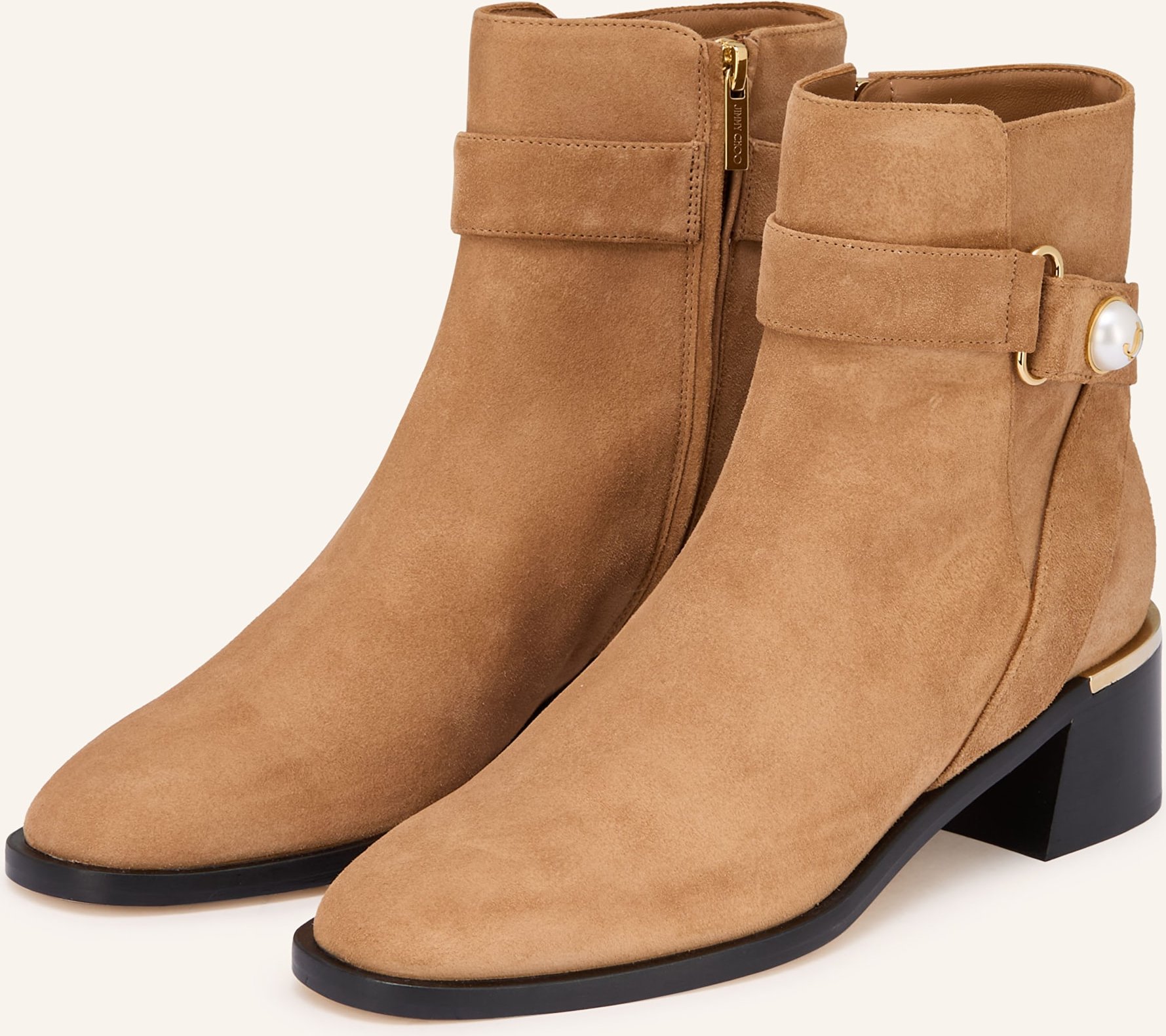 Thumbnail - Jimmy Choo Stiefeletten Noor 45 Mit Schmuckperlen braun