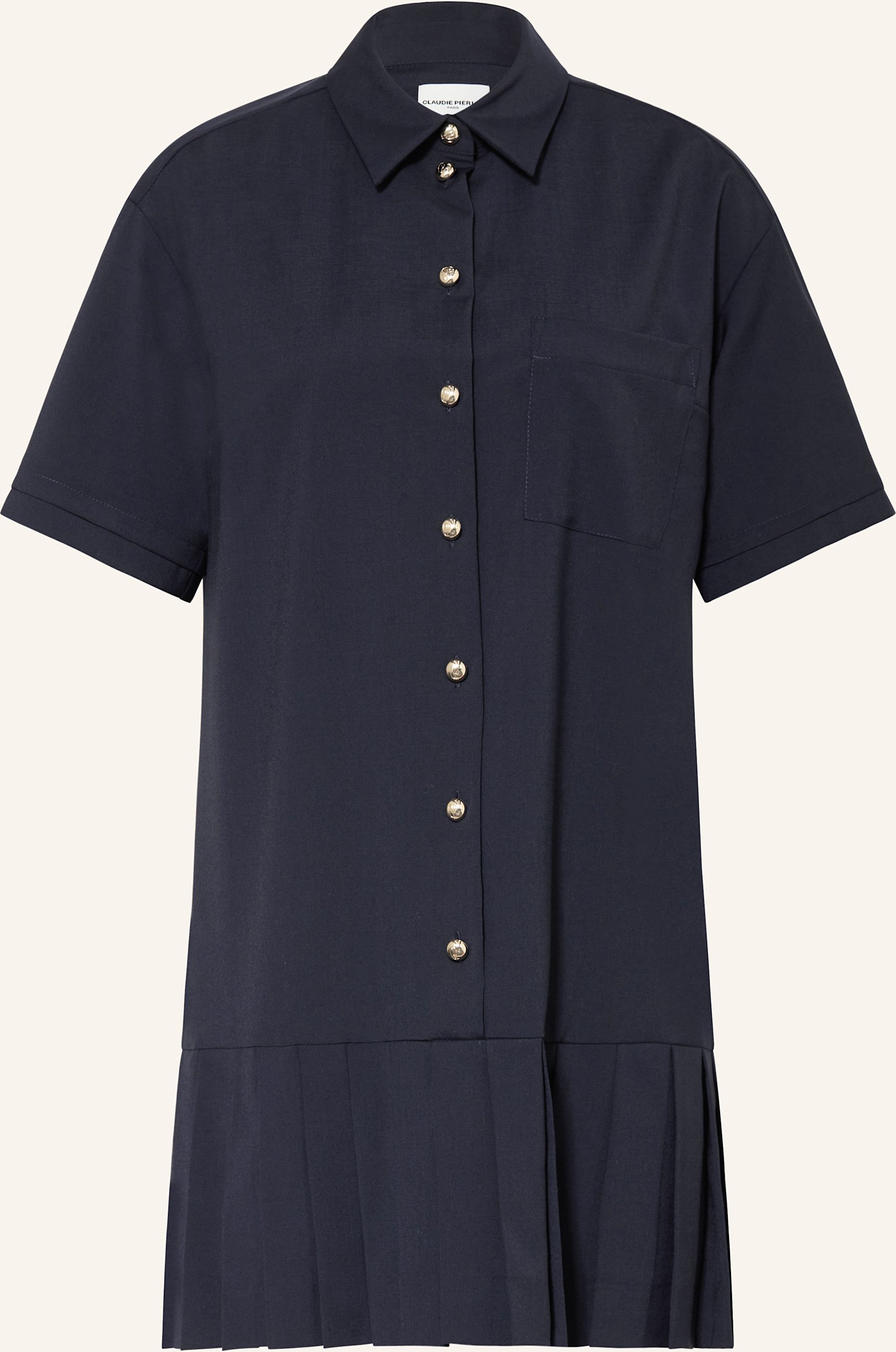 Claudie Pierlot Hemdblusenkleid Mit Plisees blau